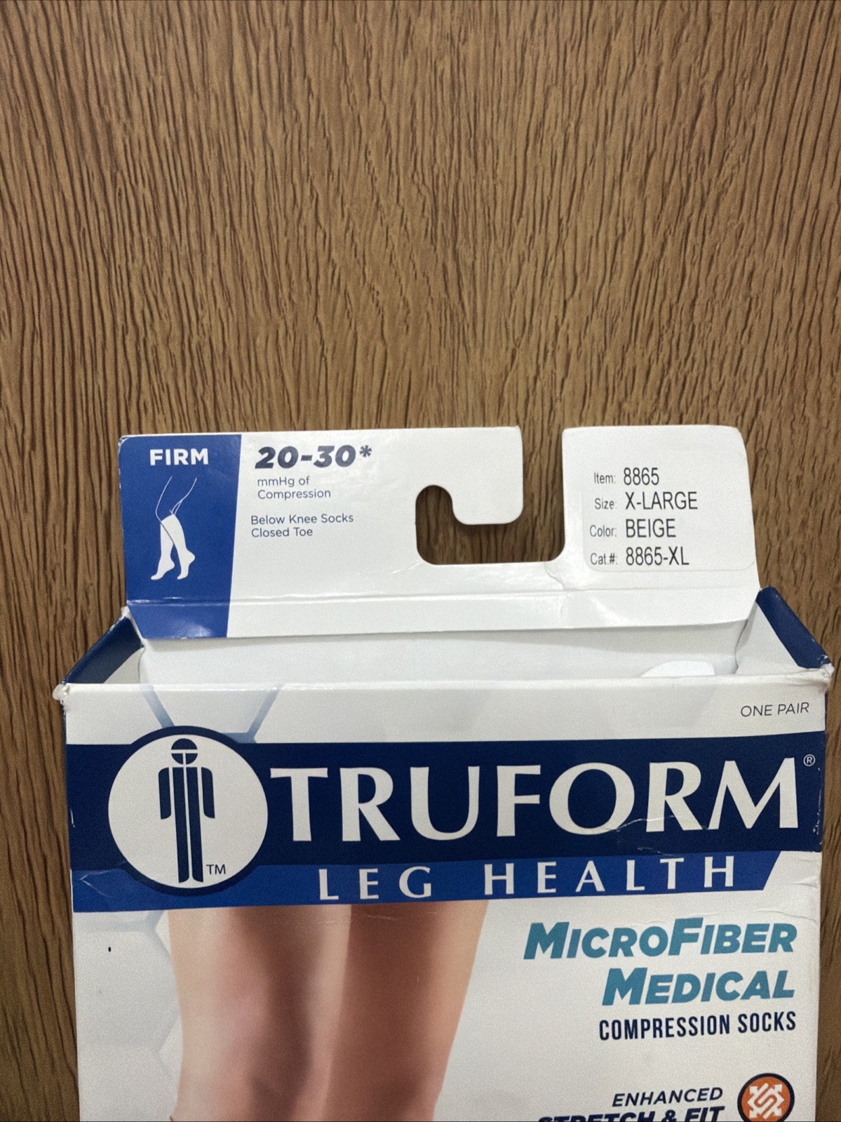 Truform 20-30 mmHg Below Knee Compression Stockings Closed Toe Beige, X-Large