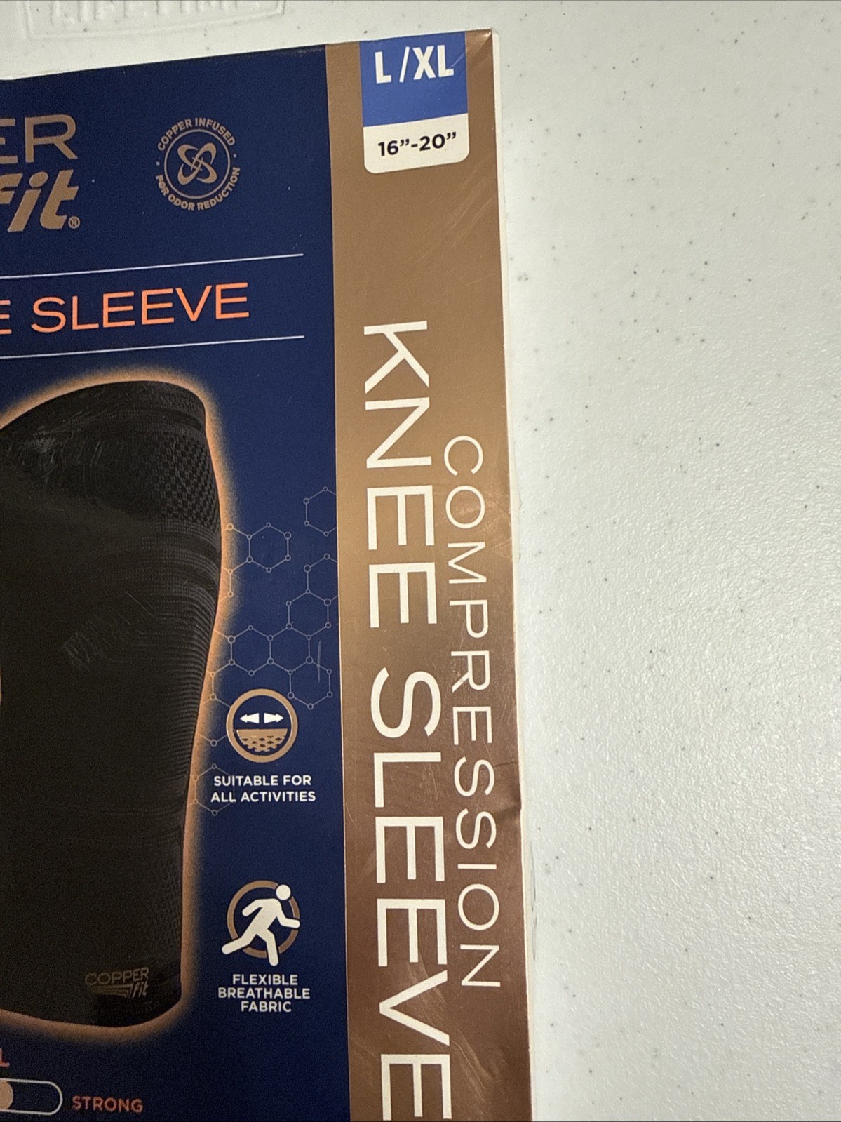 Elite Copper Fit Compression KNEE Sleeve w Airflow Tech L/XL 16”-20” 2 Pack NIB