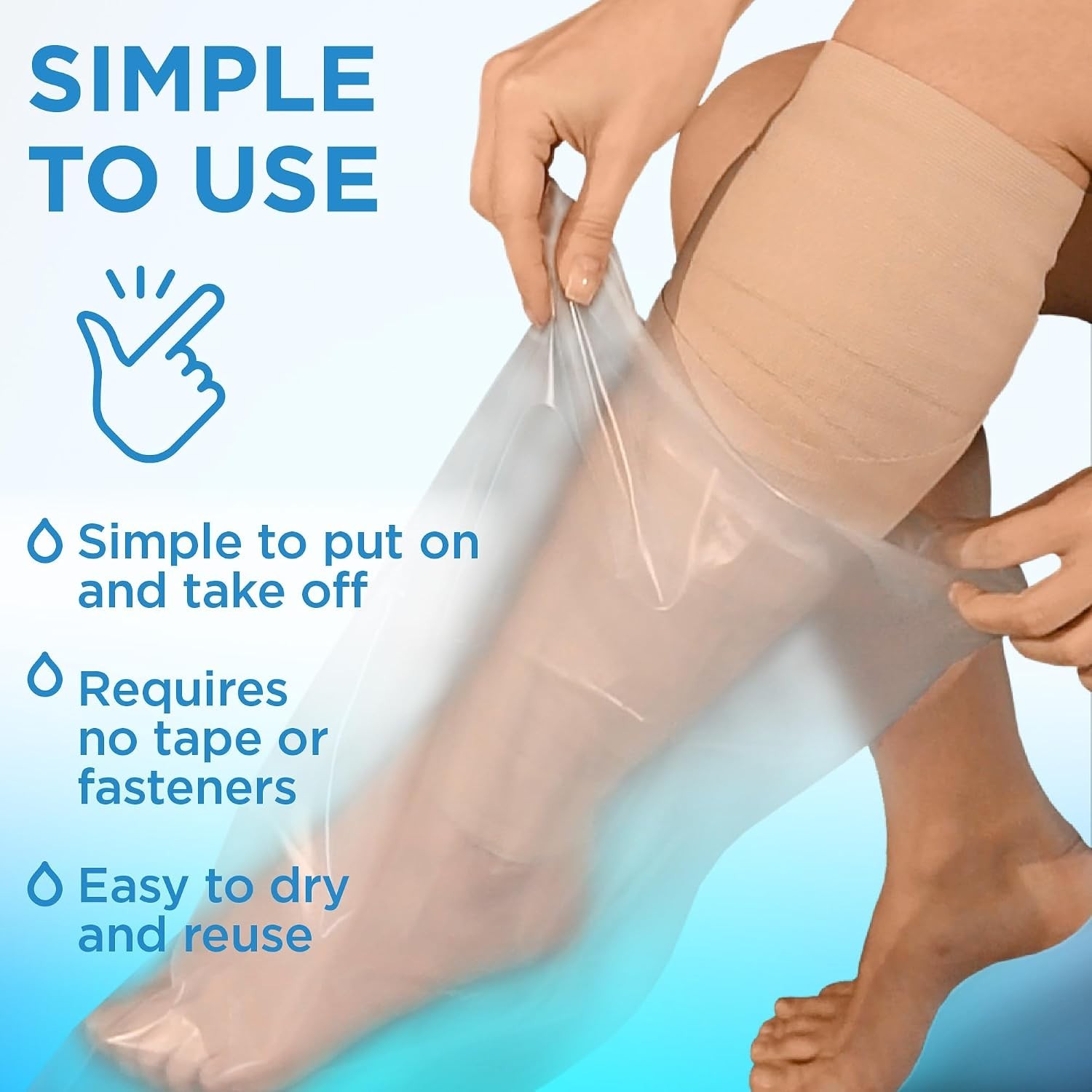 Lightweight Waterproof Cast Shower Cover for Full Leg – Comfortable & Reusable