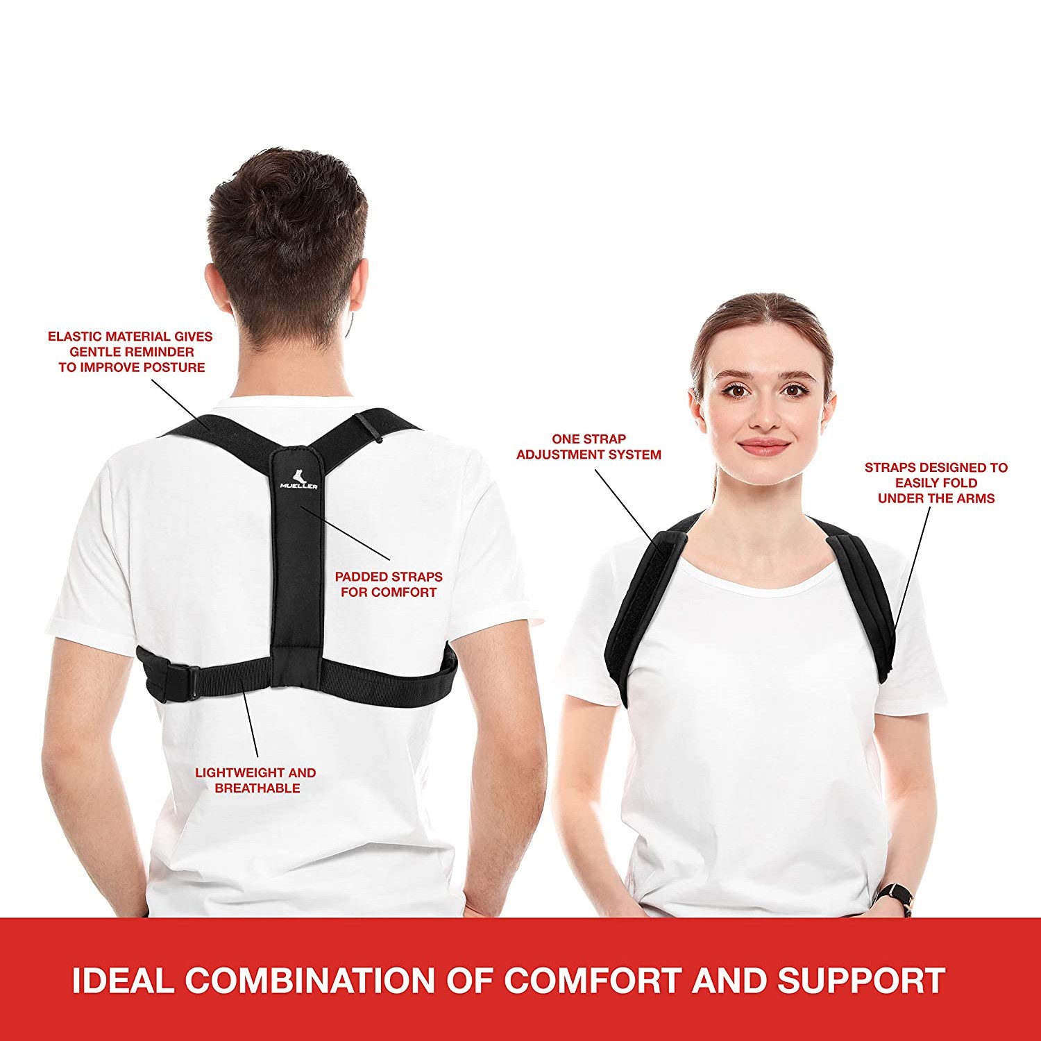 Mueller Adjustable Posture Support: Moderate Support / One Size Fits Most Black