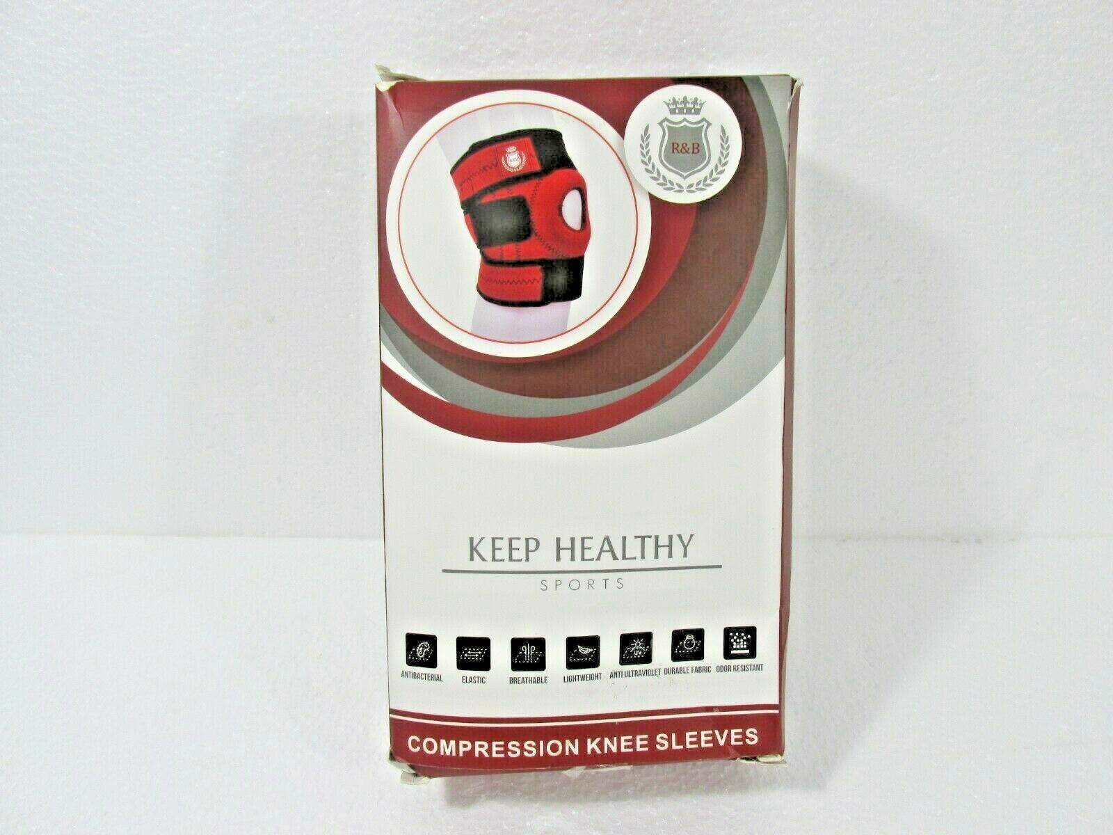 R&B Keep Healthy Sports 2 Pack Compression Knee Sleeves Adjustable Professional