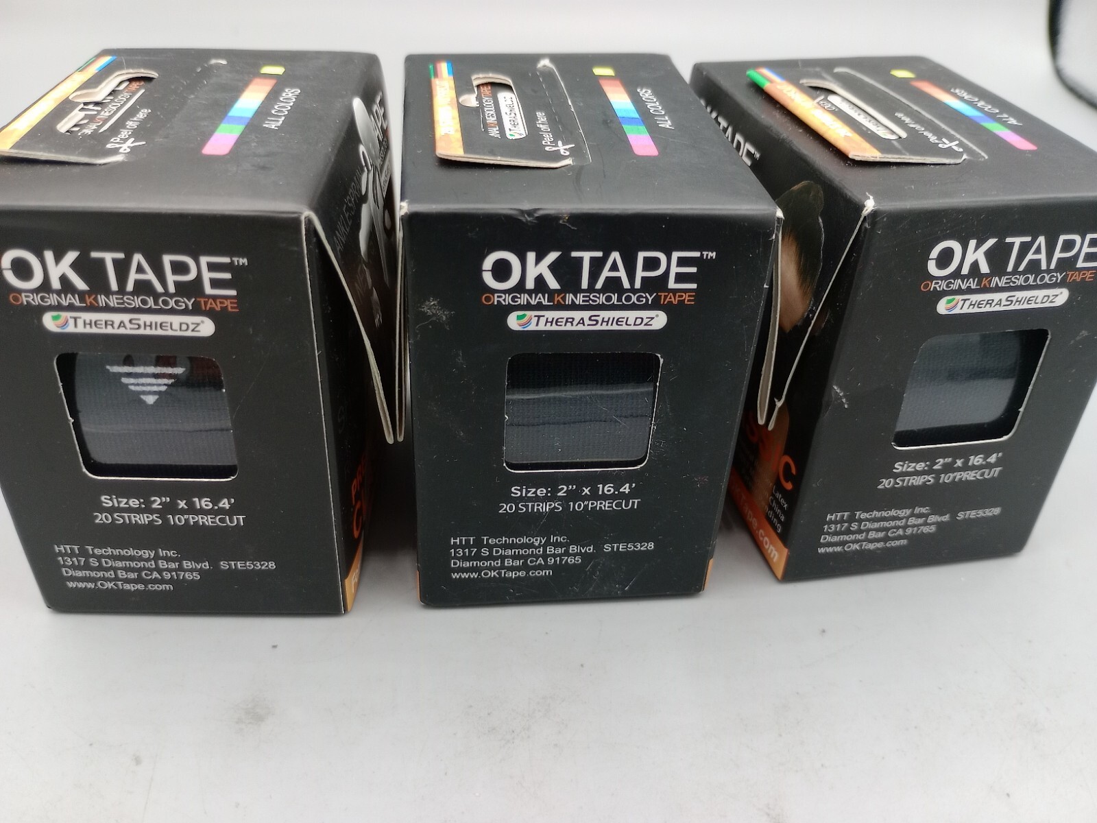 Lot of 3 – OK Kinesiology Tape 10 inches Precut, 20 Strips, Cotton Elastic Black