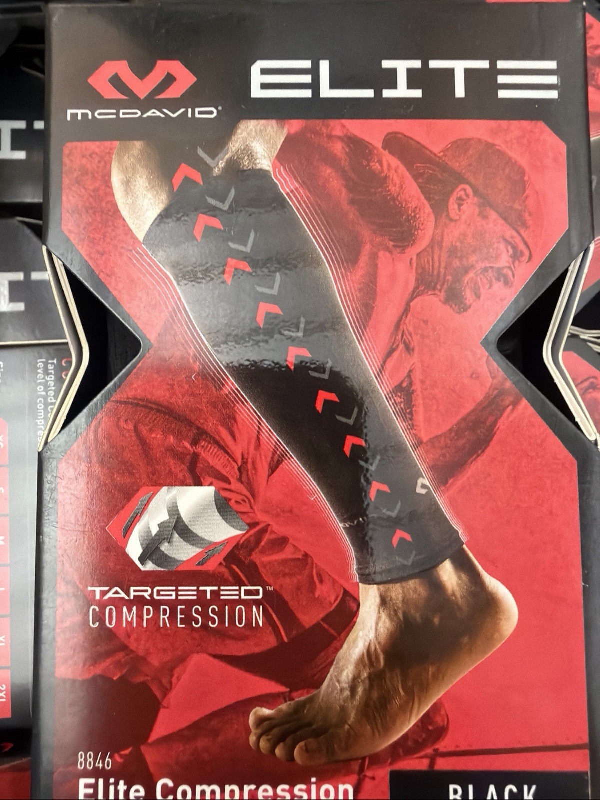 Bogo McDavid Elite Compression Calf Sleeve #8846 Black/Blue Large Pair NEW