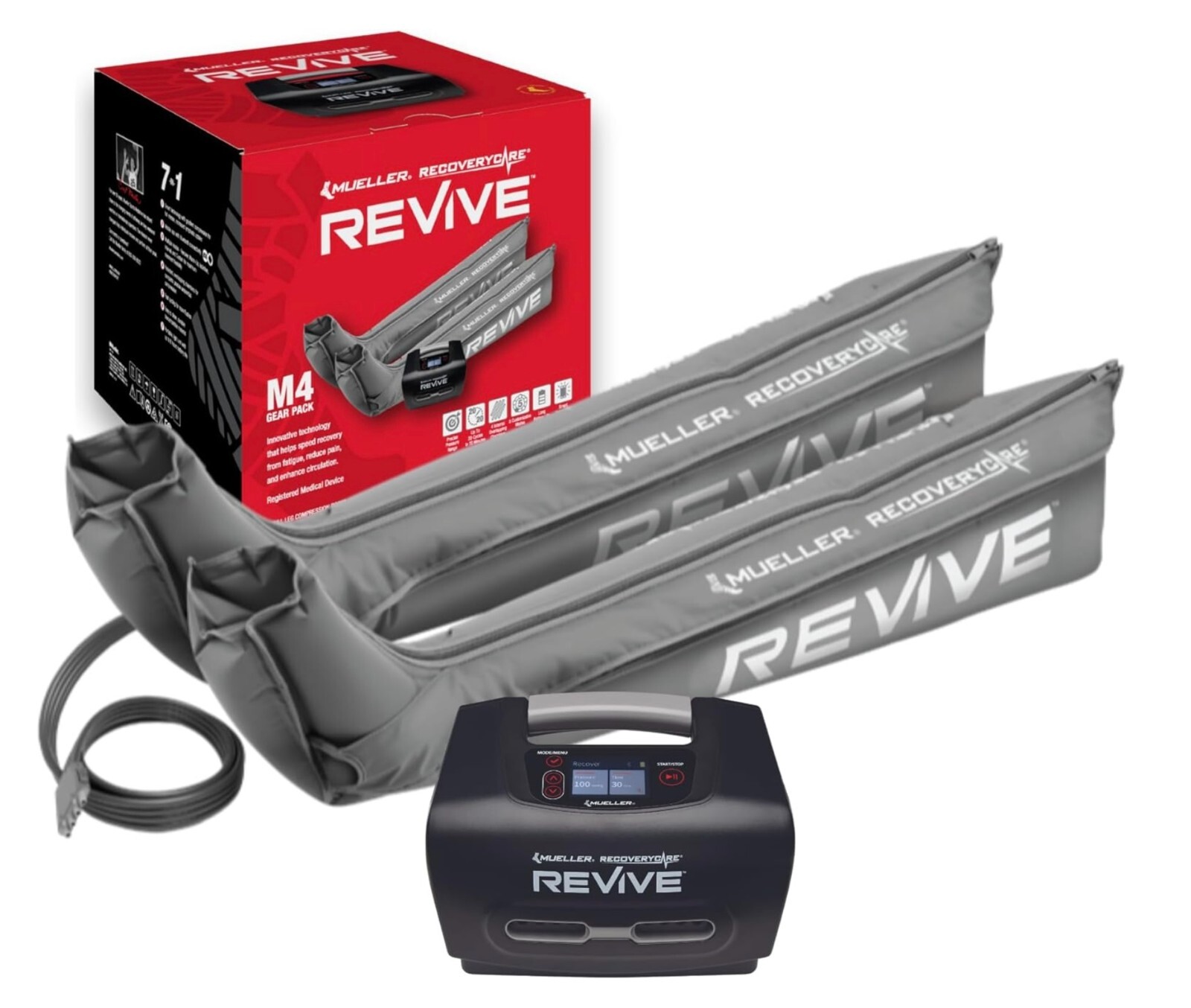 Open Box RecoveryCare REVIVE M4 Pack, Leg Compression Sleeves & M4 Console LRG