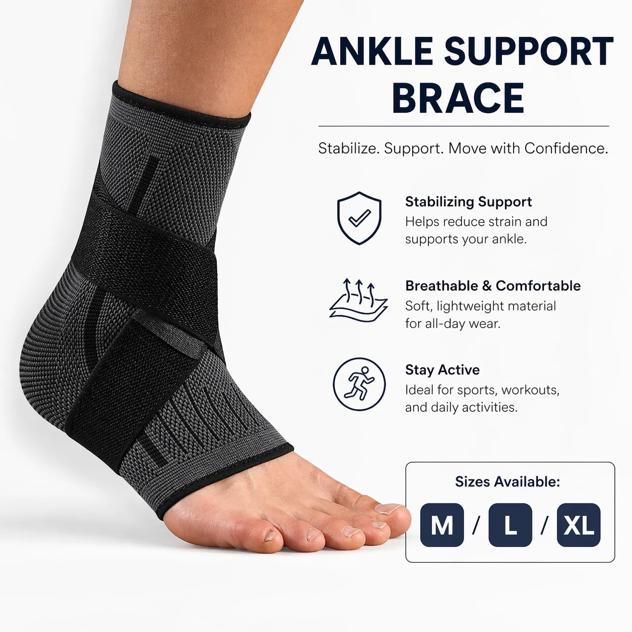Ankle Brace Compression Sleeve Support Plantar Fasciitis Pain Relief Foot Wrap
