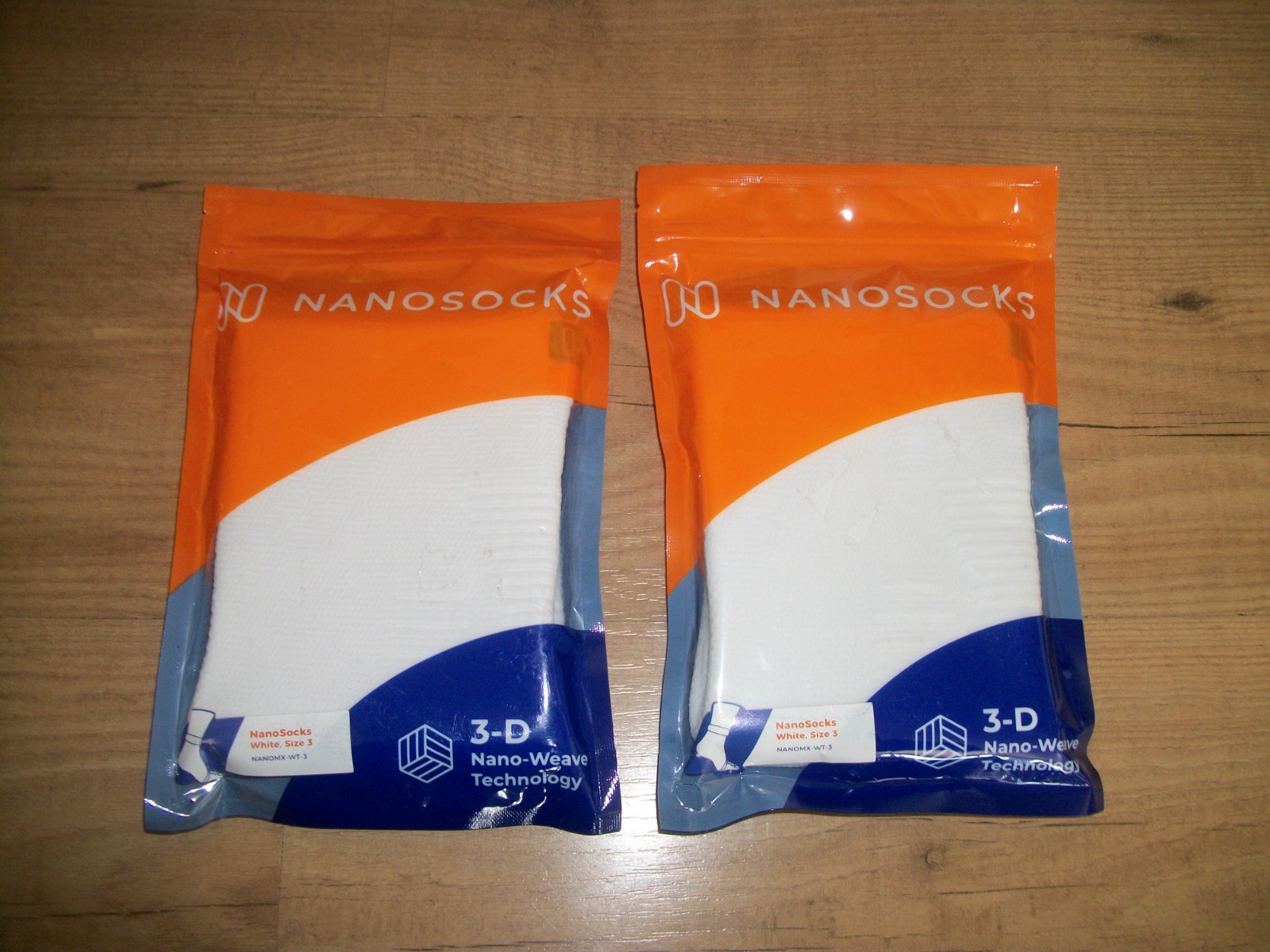 2 Pair Nanosocks Socks 3D Nano-Weave Technology Nanomx-WT-3 White Size 3 NEW
