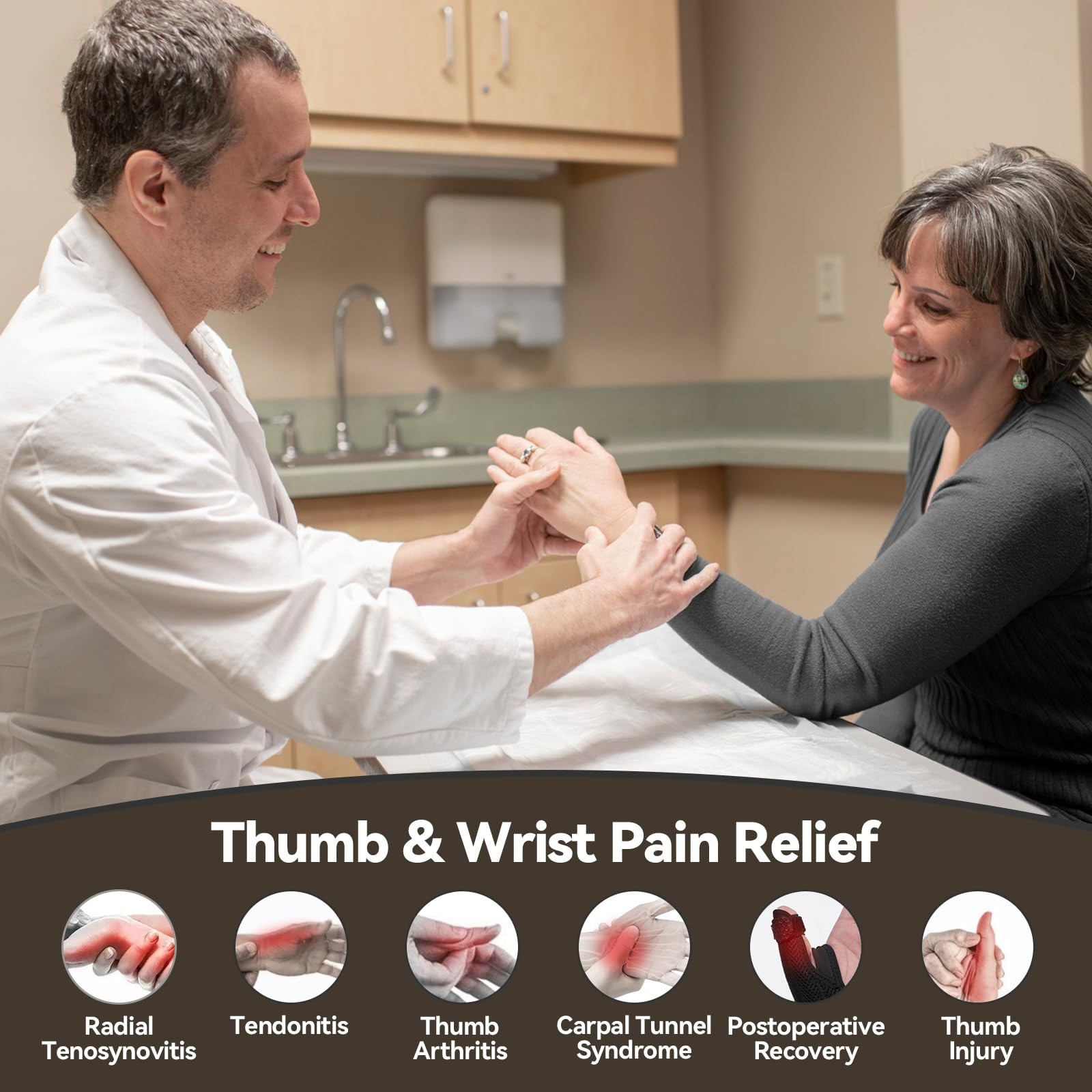 AGPTEK Thumb Splint M Right & Left Hand Thumb Spica Support Brace