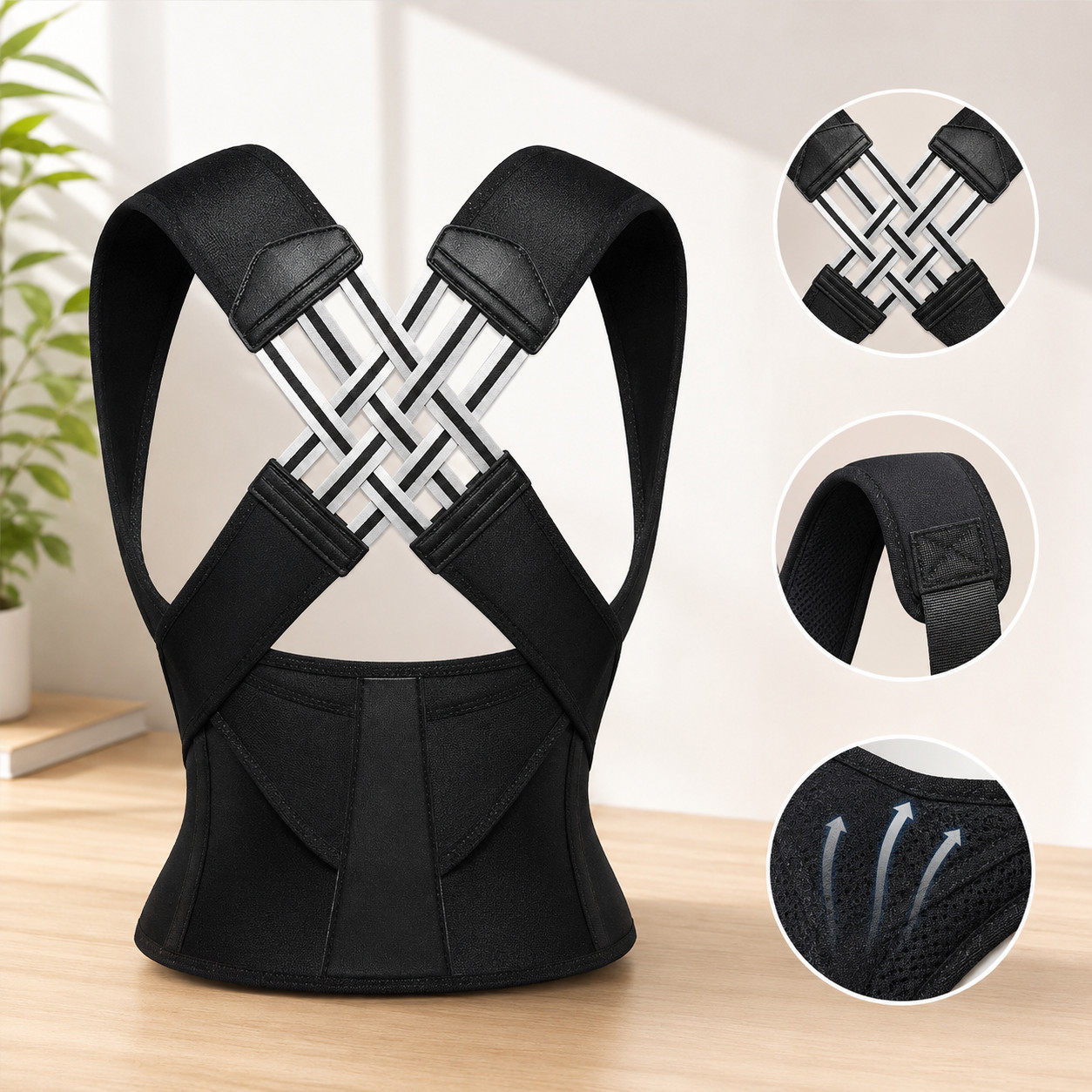 Adjustable Posture Support Belt Back Waist Brace Shoulder Support for Men Women