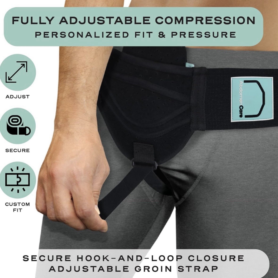 Abdomencare Inguinal Hernia Support Belt for Men & Women with 2 Compression Pads