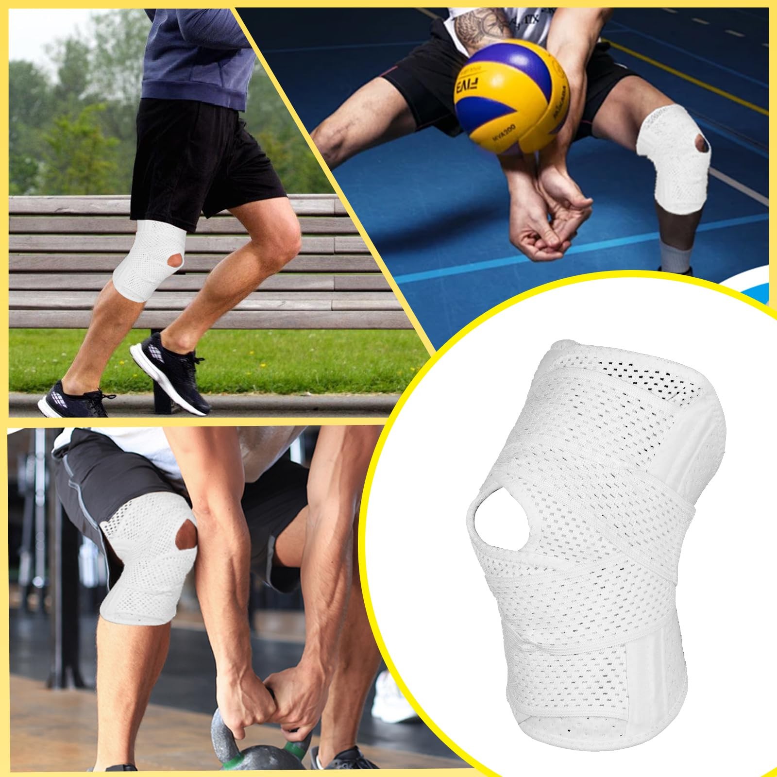 Malloraned New Updates Knee Brace for Women Men,Sport XXX-Large, White