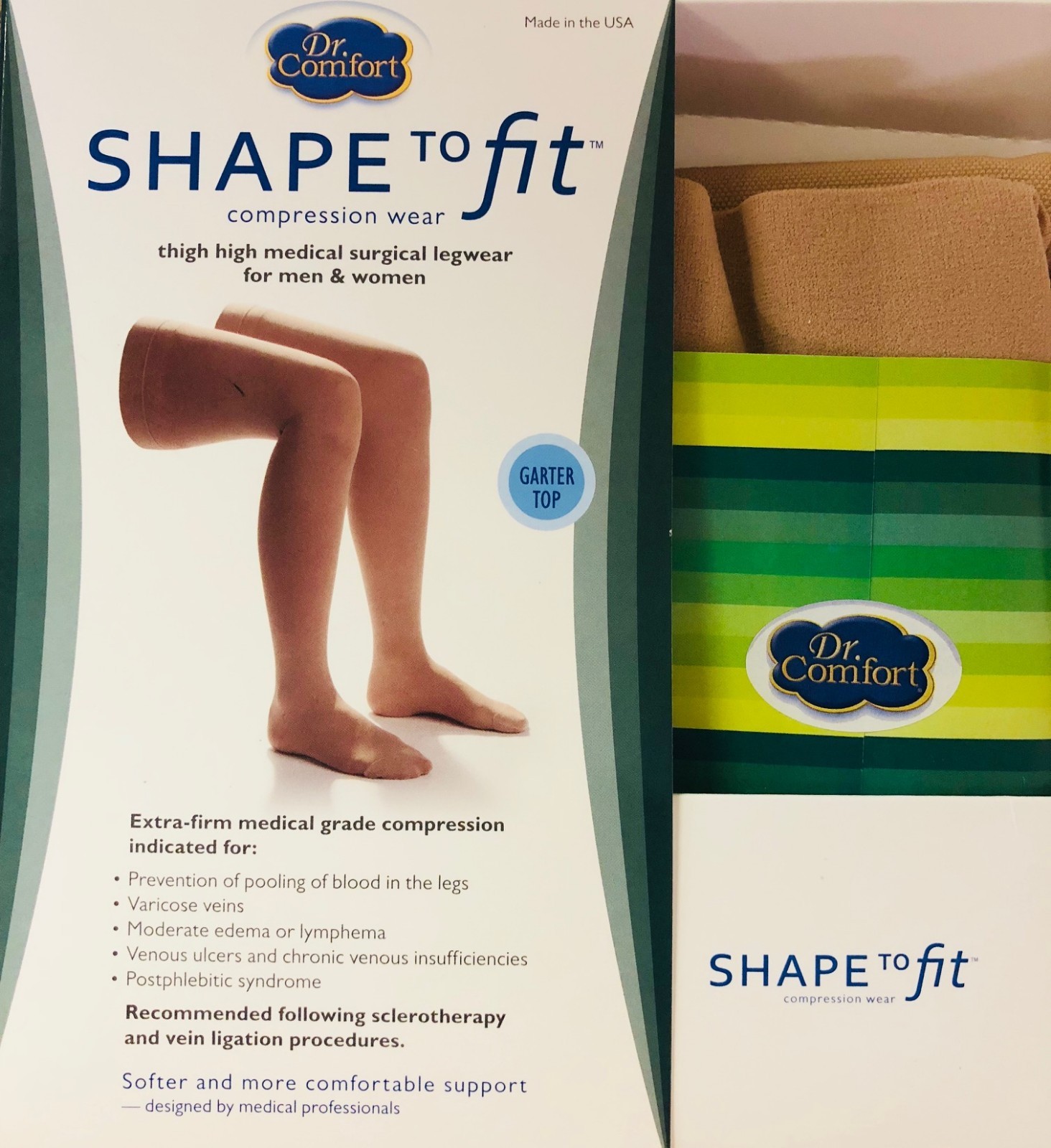 Shape to Fit 20-30 or 30-40 mmHg Medical Surgical Compression Thigh High -UNISEX