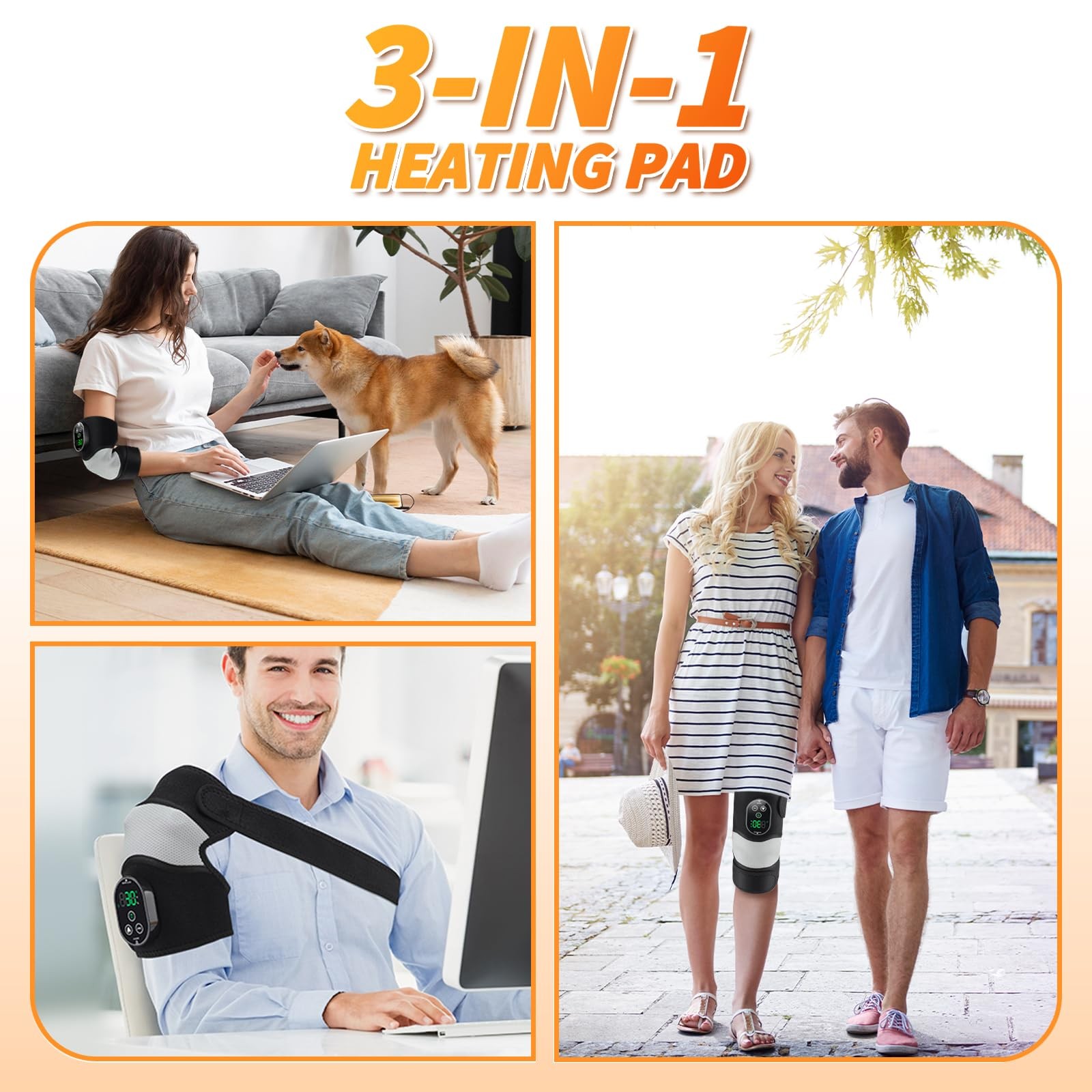 FSA or HSA Eligible Cordless Heated Knee Massager 3-in-1 Knee Massager with H…