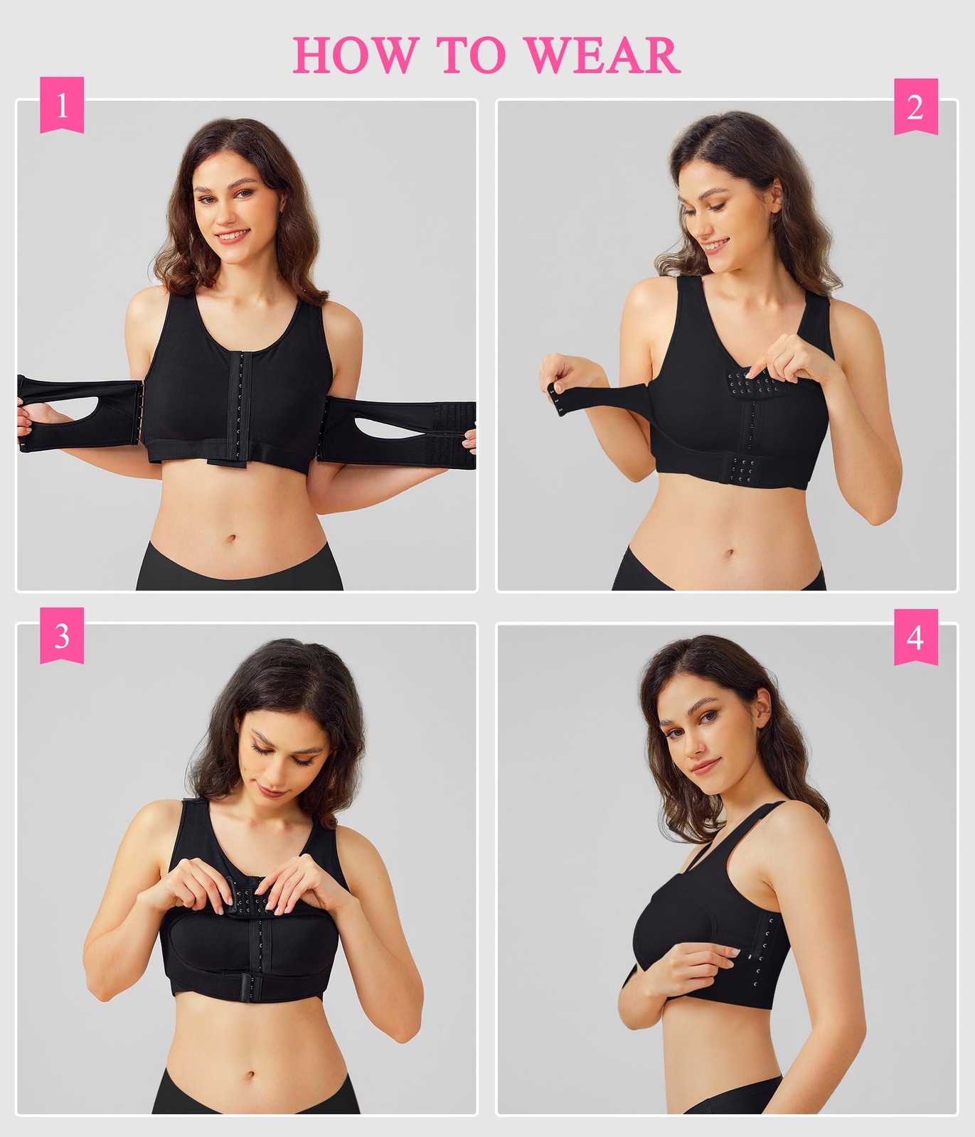 Front Closure Post Surgical Compression Everyday Bra for Women Mastectomy wit…