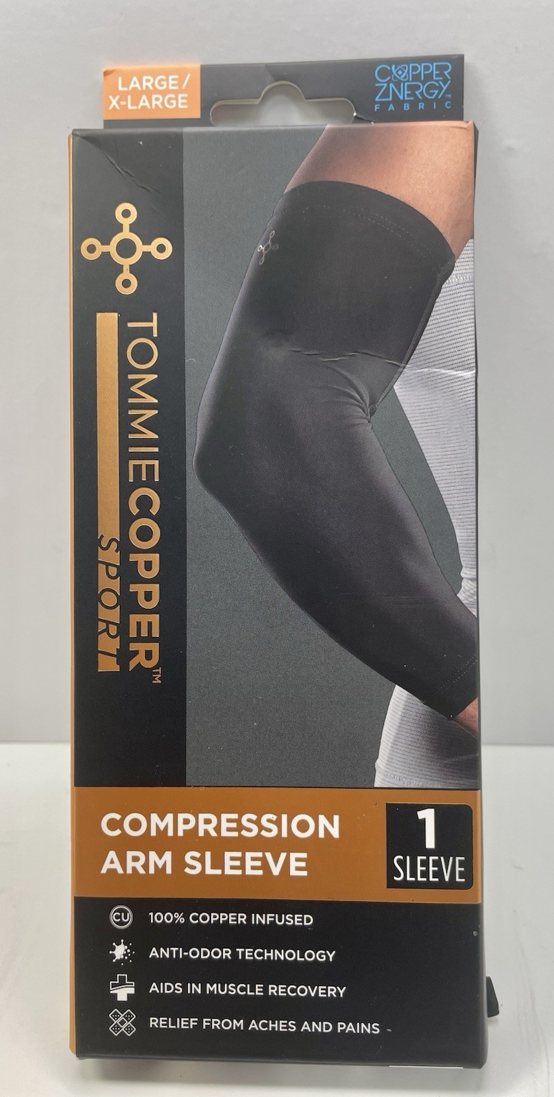 Tommie Copper 1 Compression Arm Sleeve Aches Pains Relief Black L/X-L
