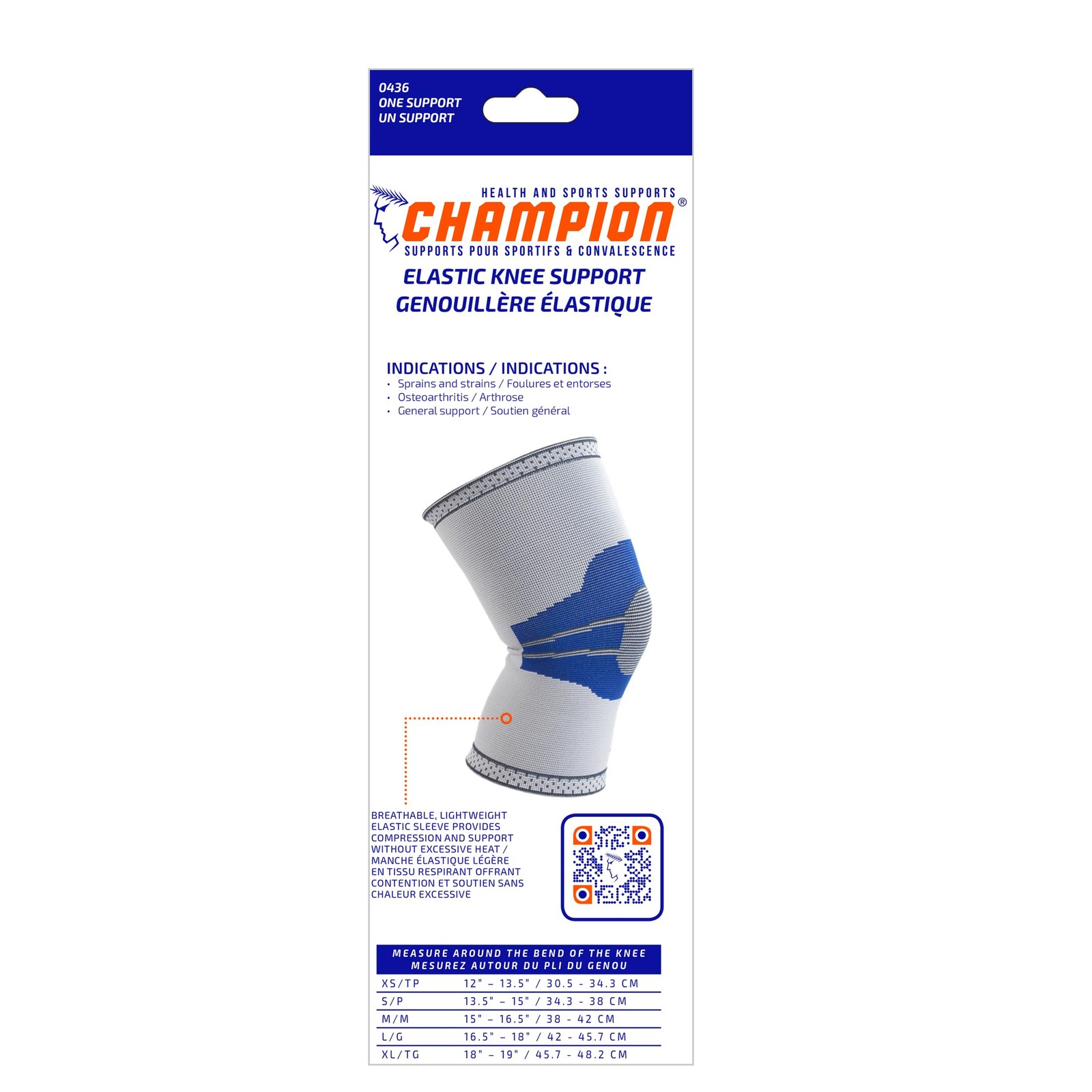 Champion Elastic Knee Support Compression Sleeve, Gray, Medium Medium, Gray