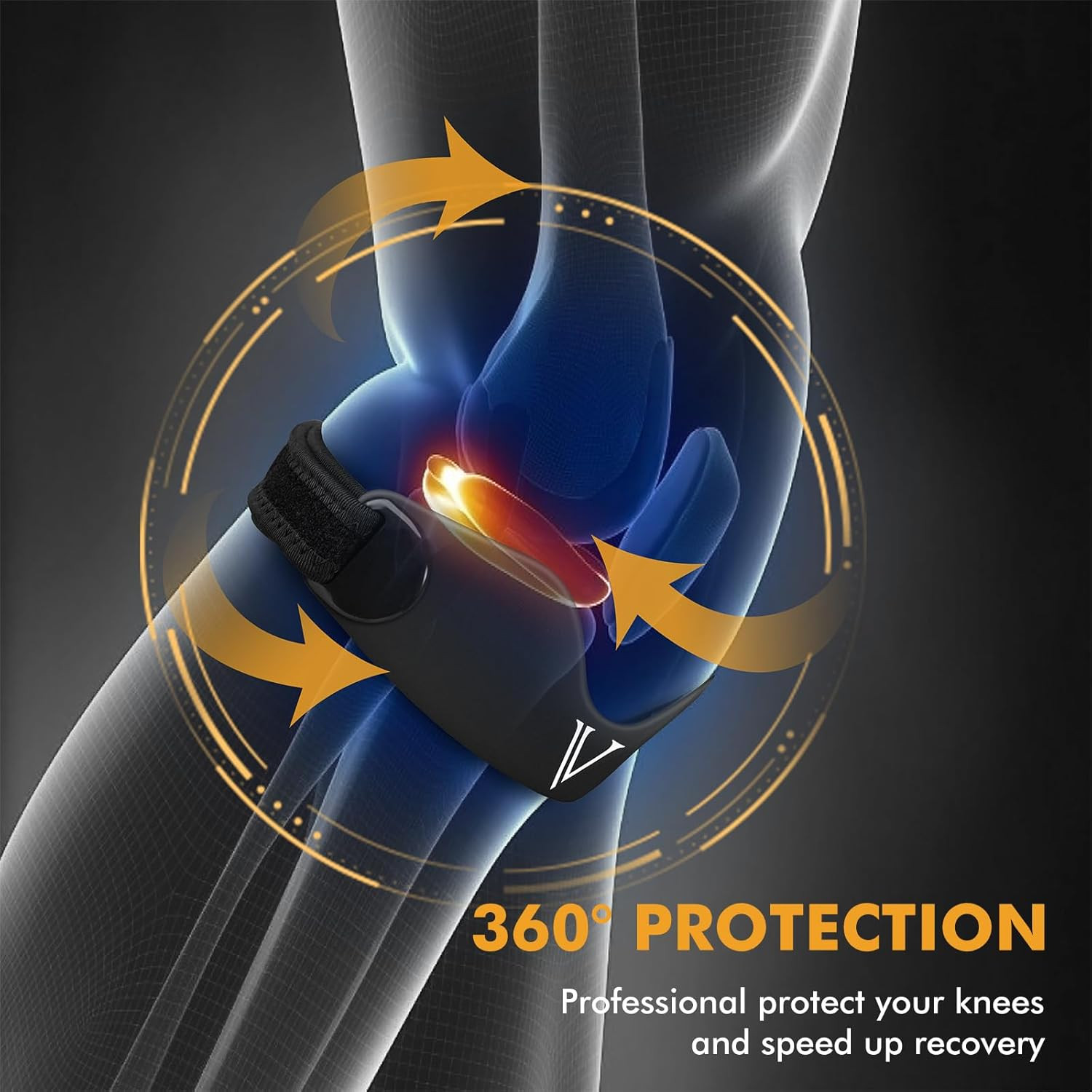 Patellar Tendon Support Strap 2-Pack, Knee Brace for Women Men, Adjustable Knee