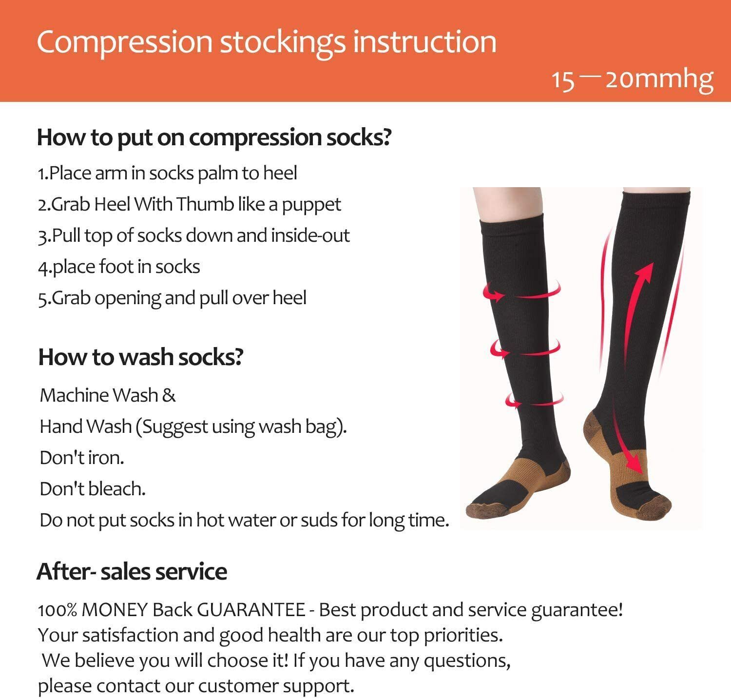 Knee High Medical Compression Socks Close Toe Mens Womens 15-20mmHG stockings