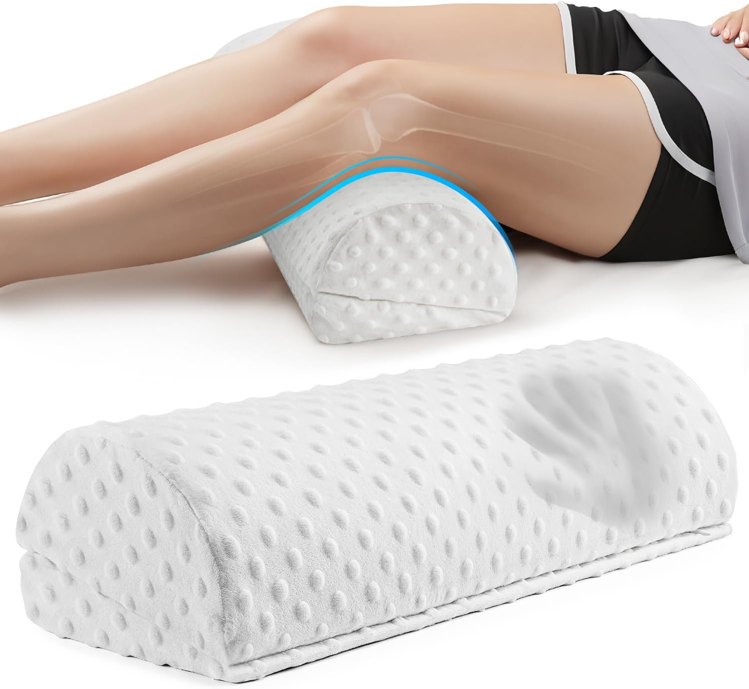 Half Moon Leg Bolster for Back Sleeping- Adjustable Height under Knee Pillow for