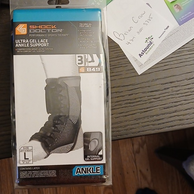 Shock Doctor Ultra Gel Lace Ankle Support Brace Gray Size L Compression MPN 849