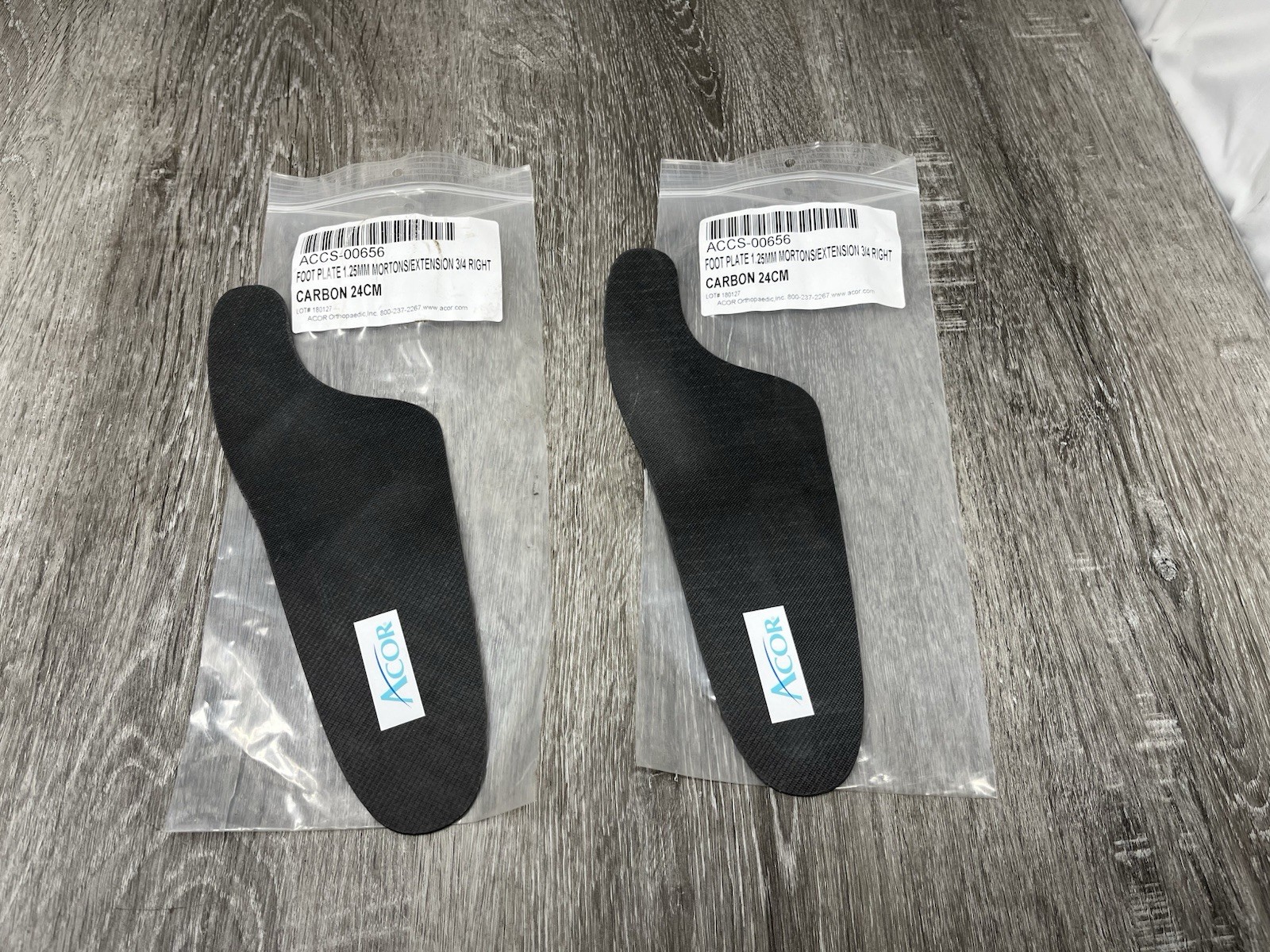 (2) Acor Foot Plate 1.25MM Mortons / Extension 3/4 Right Carbon 24CM