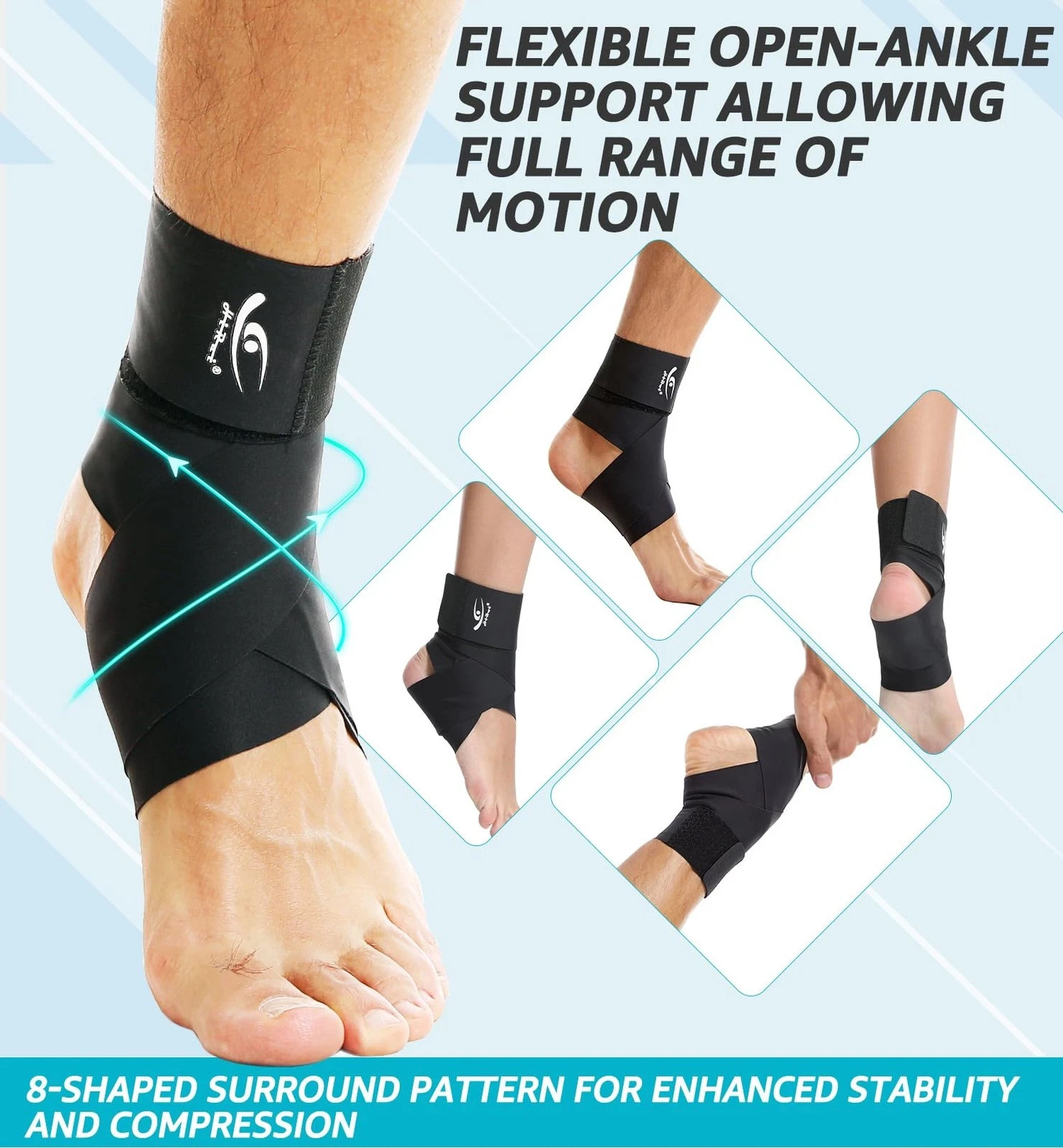HiRui Ultrathin High-Elastic Ankle Wraps Medium (Pack of 1), Black