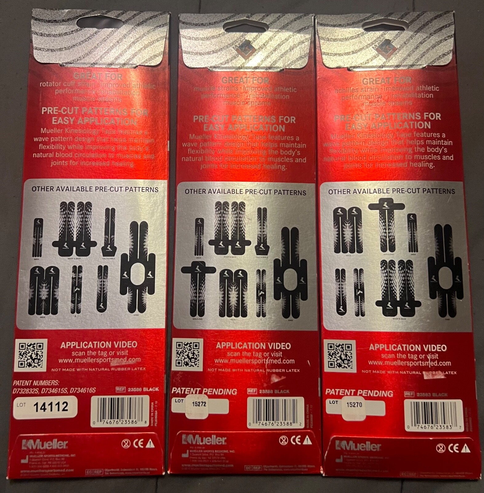 MUELLER KINESIOLOGY PRE CUT TAPE CALF & ANKLE Y PATTERN SHOULD LOT