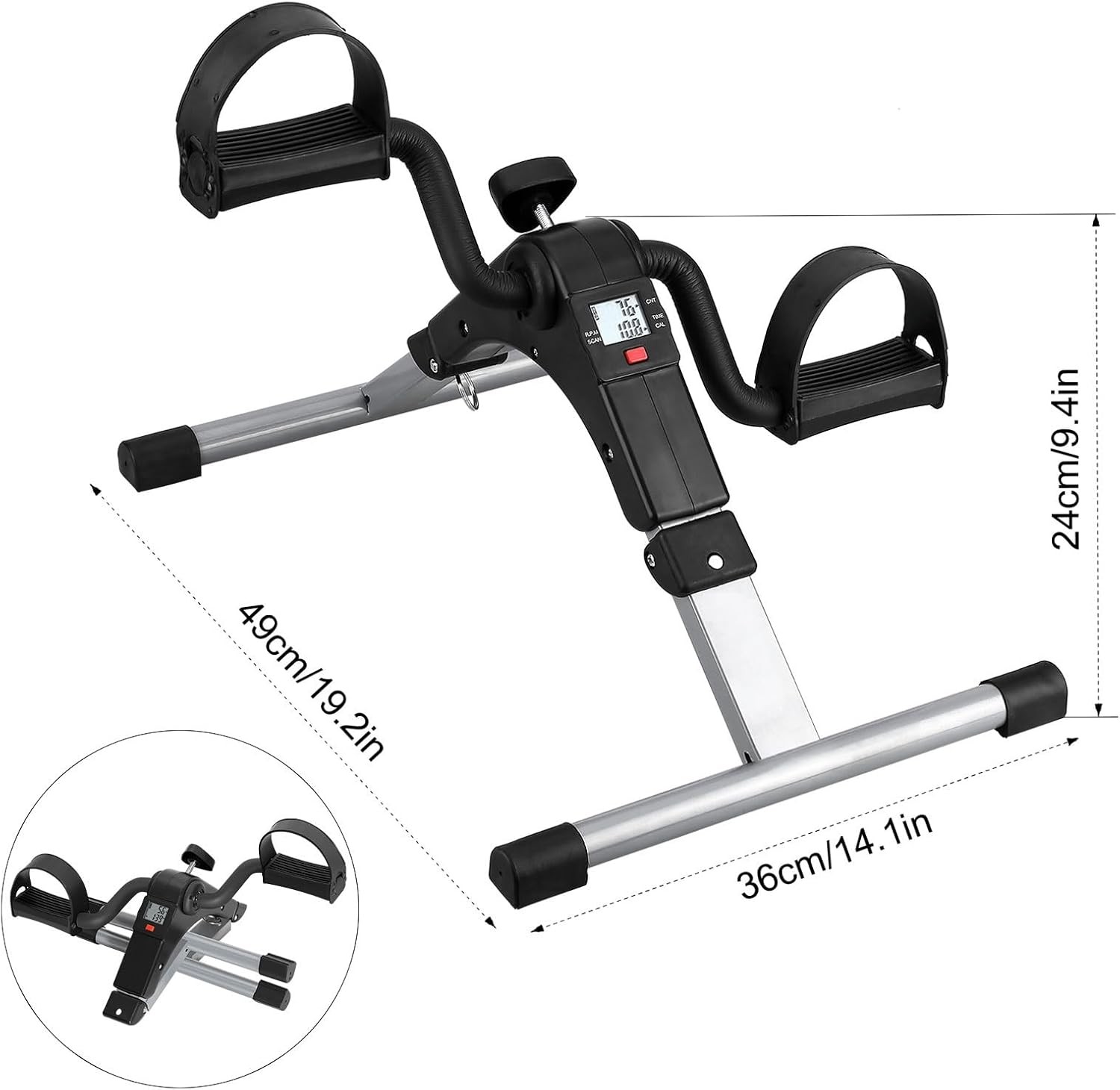 Folding Pedal Exerciser, Mini Under Desk Bike – 1 Count (Pack of 1), Silver