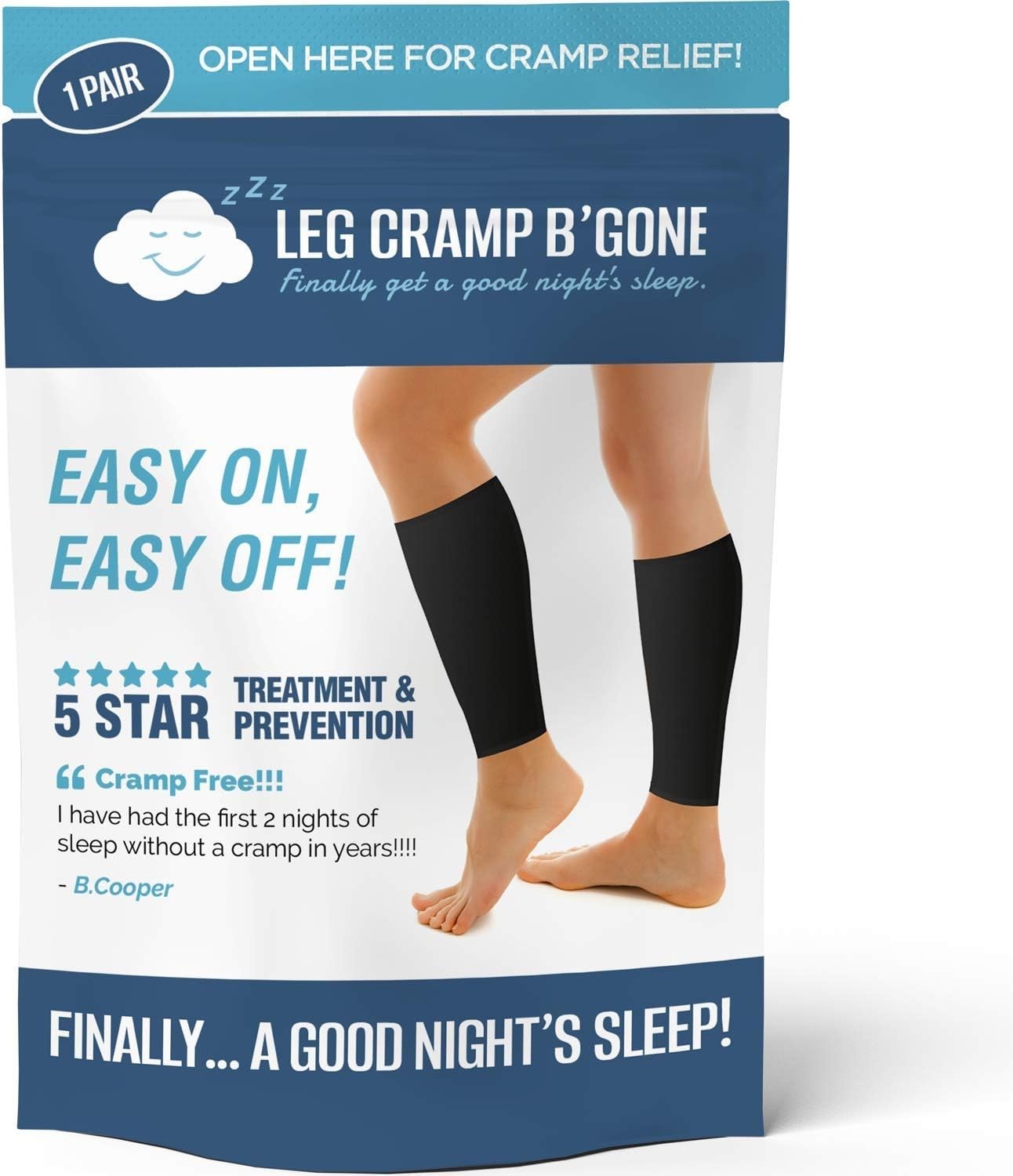 Easy-On Sleeper Sleeves: Prevent Night Leg Cramps – Maximum 14.5” Calf Size