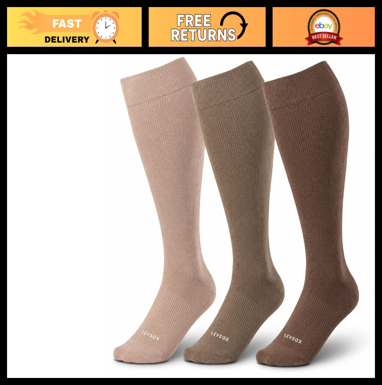 Wide Calf Compression Socks 15-20mmHg Knee High Support Stockings for Circulatio