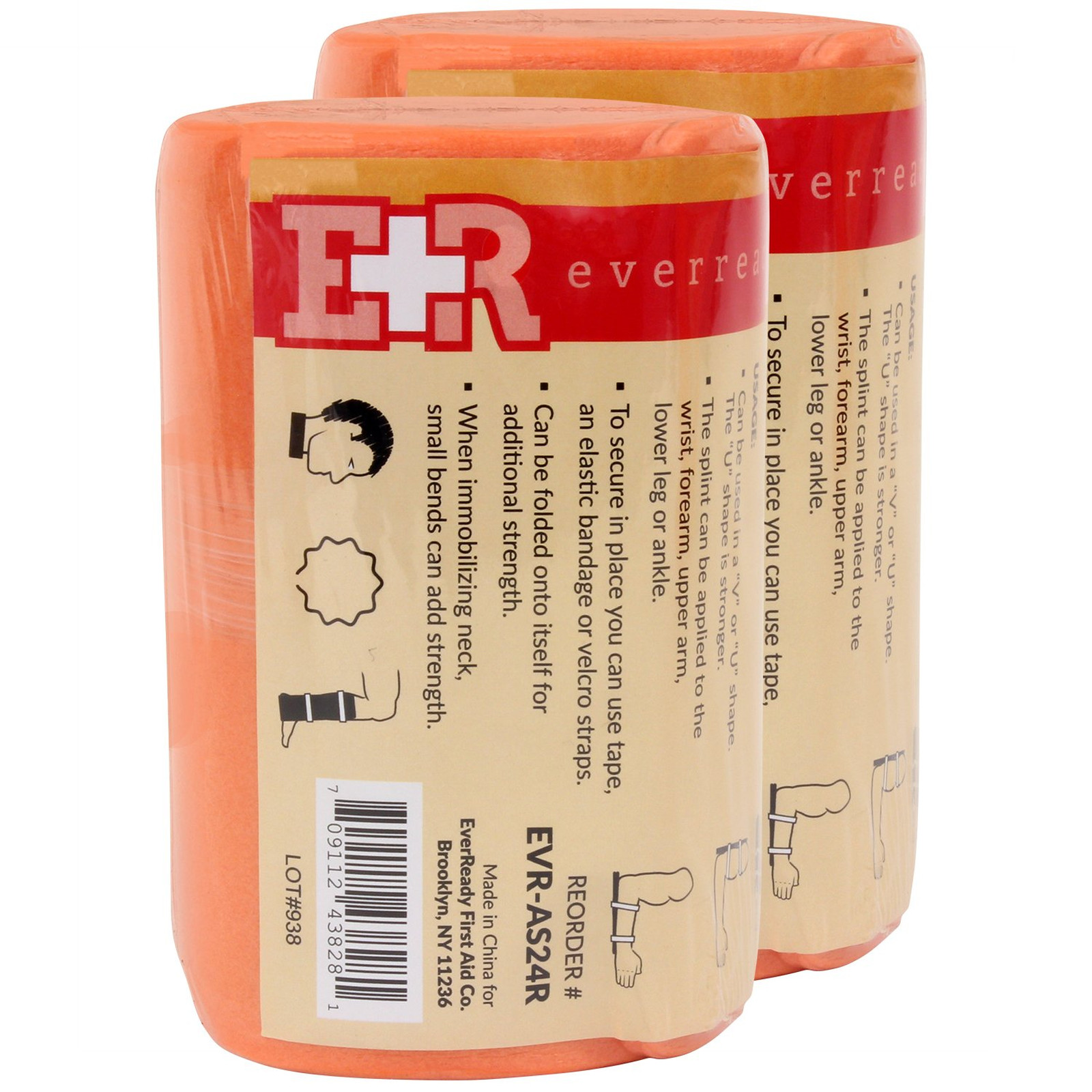 Universal Aluminum Splint 24 Inch Rolled First Aid Pack Reusable Lightweight