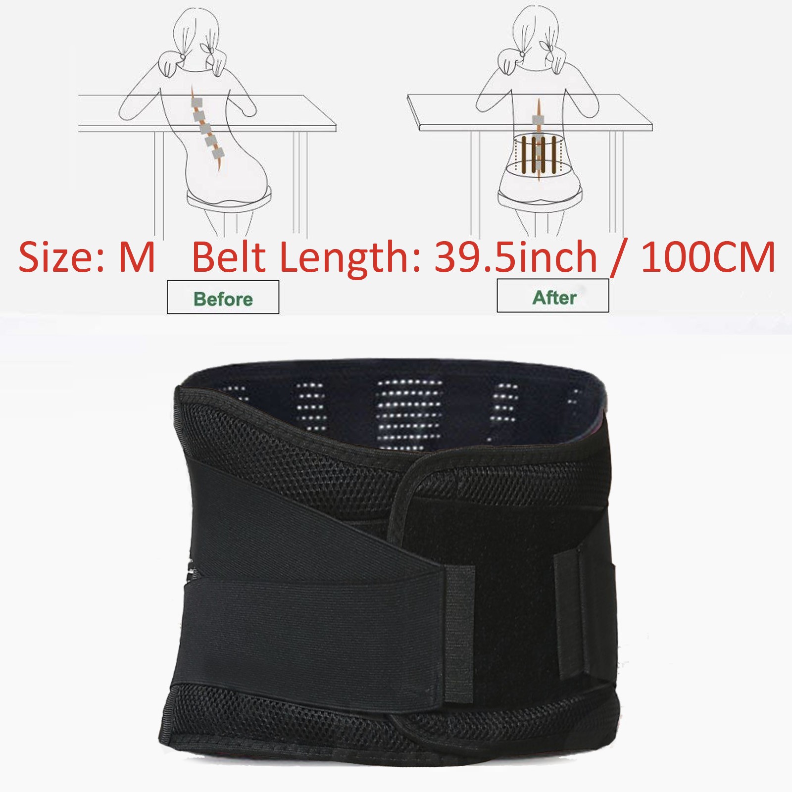 Adjustable Back Brace for Lower Back Pain Relief Lumbar Fits Sciatica Work Gym