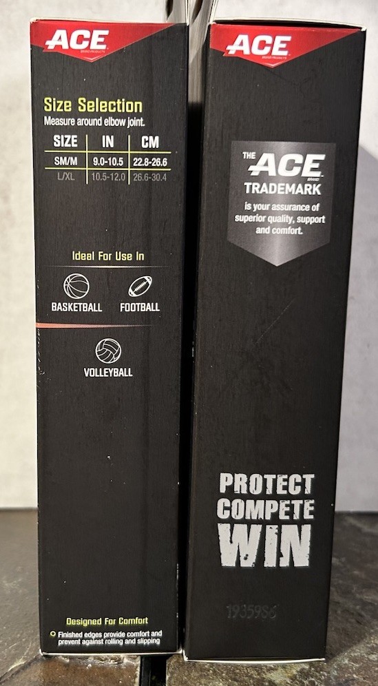Ace Compression Elbow Sleeve New with Pad SM/M 9″ to 10.5″ Lot Of Four