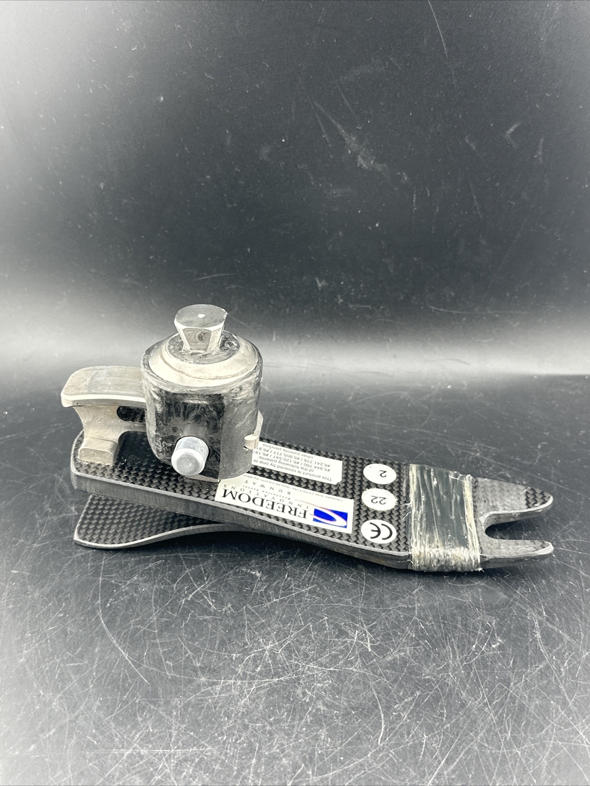 left freedom runway adjustable heel height prosthetic foot. size 22, category 2