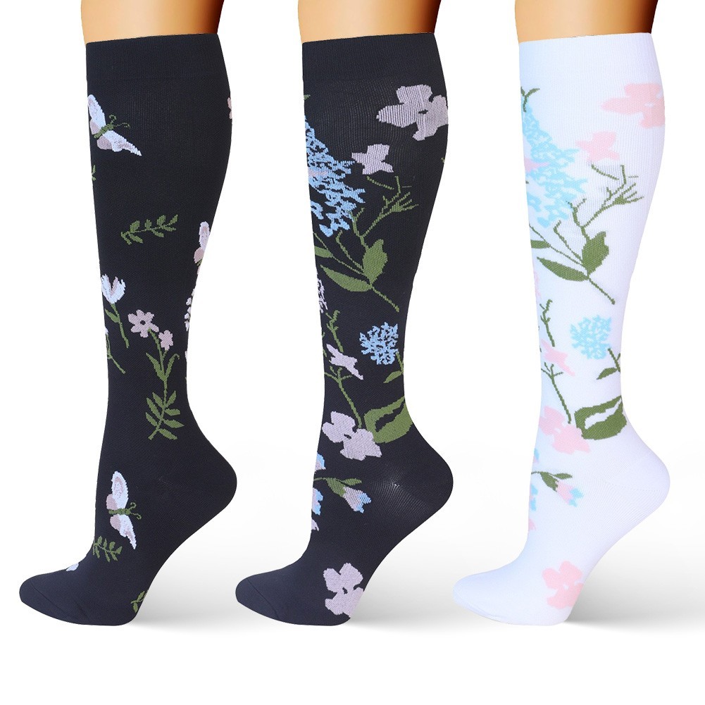 (3 Pairs) Compression Socks Women Men Running 20-30 mmHG Stockings Size S/M-L/XL