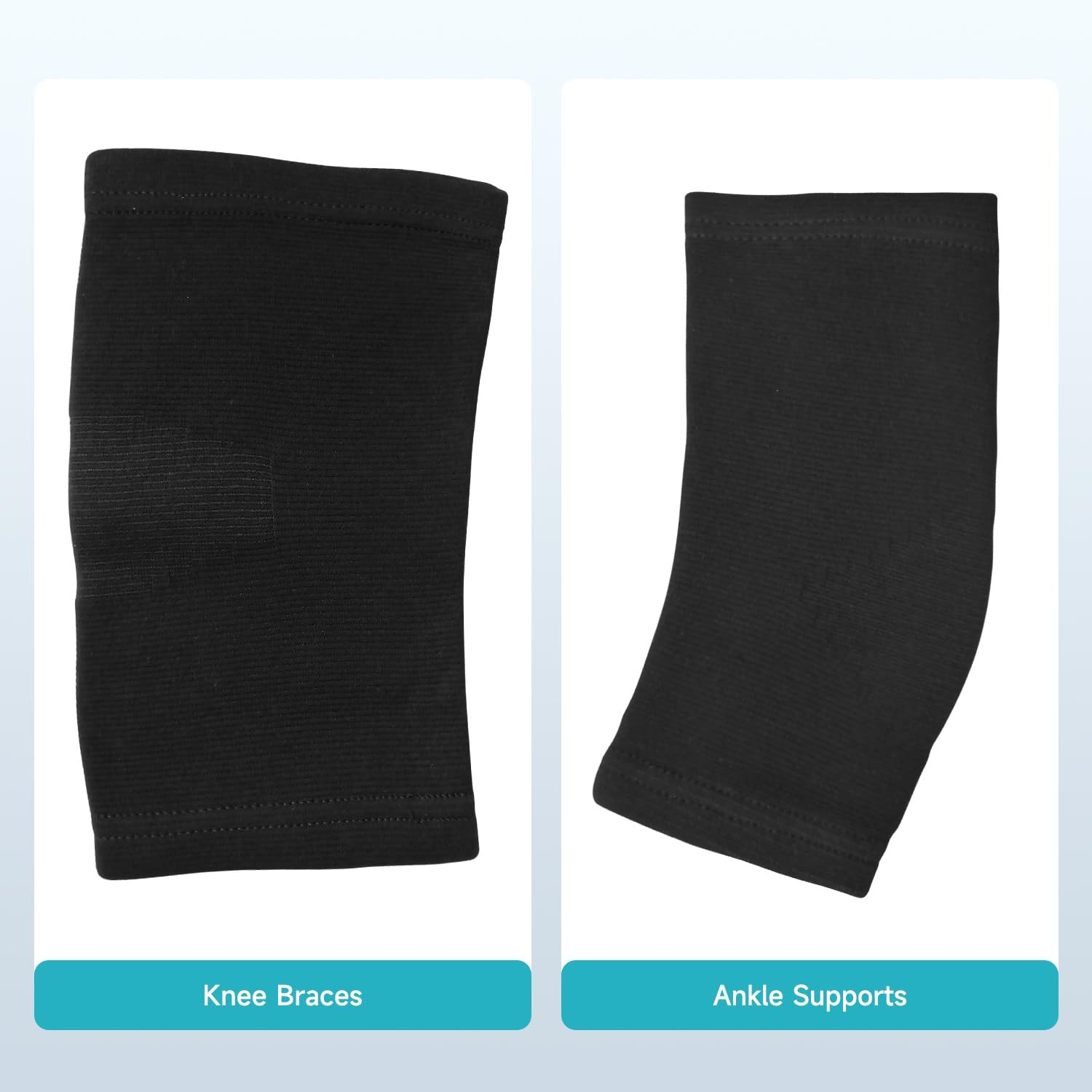 2 Pairs Kids Knee Braces, Ankle Supports, Non Slip Compression, Dance, Black, S