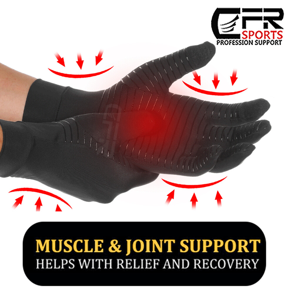 Copper Arthritis Compression Gloves Hand Support Joint Pain Relief Rheumatoid