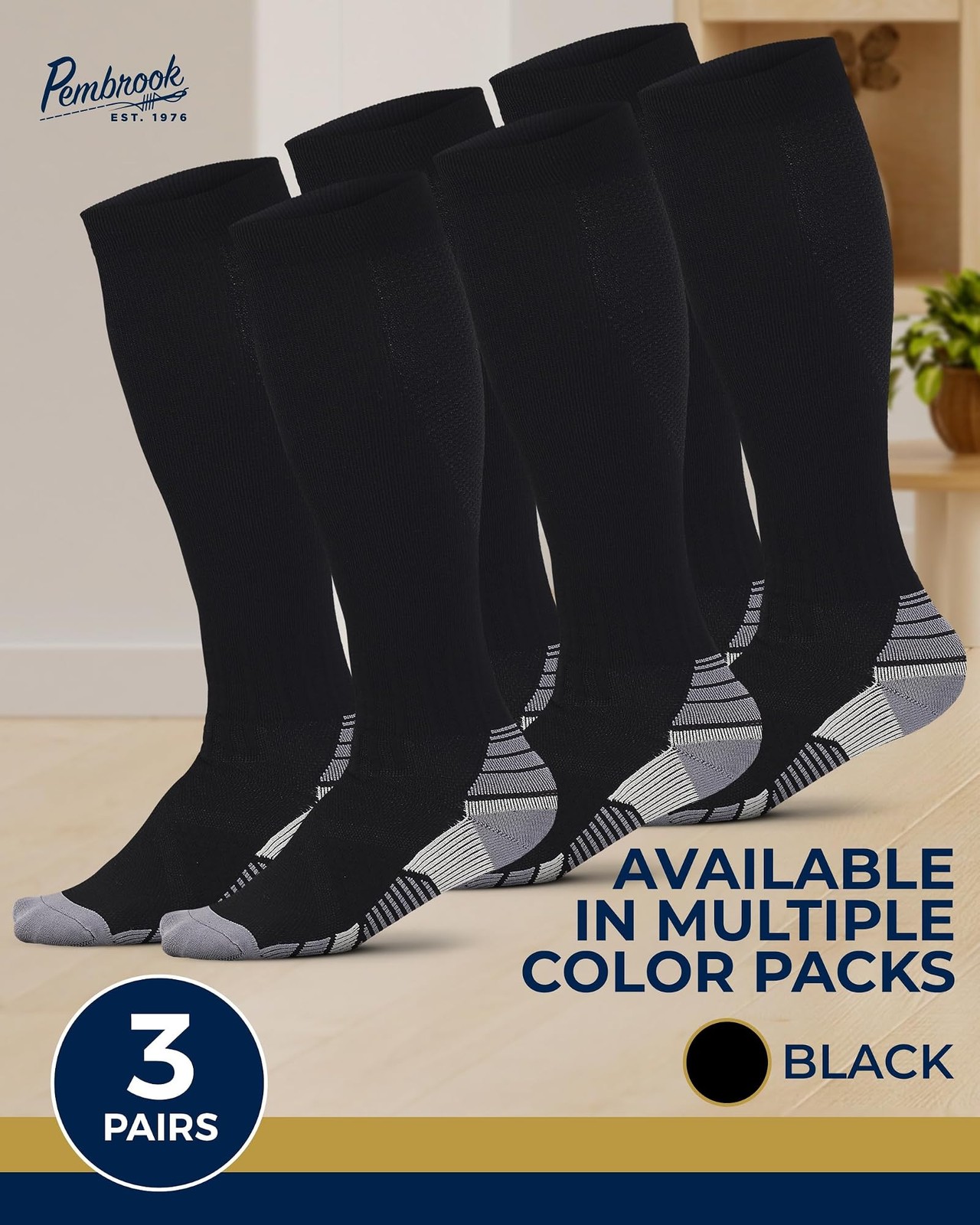 Pembrook 3 Pairs Compression Socks 20-30 mmHg – Compression Socks for Women a…