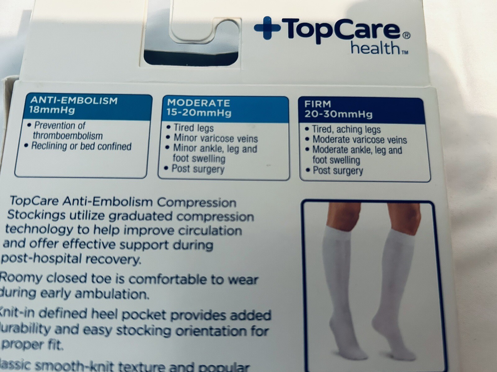 Anti-Embolism Compression Stockings M + TOP CARE Healt Made In U S A🇺🇸18mmhg
