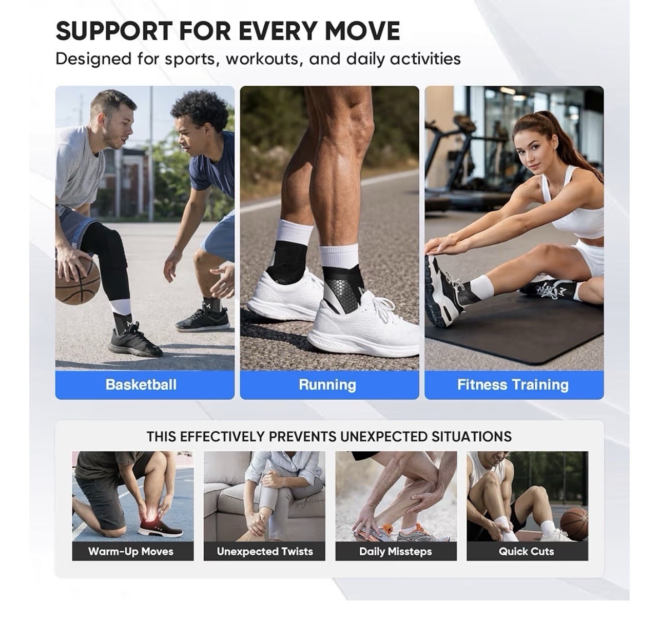 2 Pack Ankle Brace Compression Support for Men Women, Adjustable Lace-Up