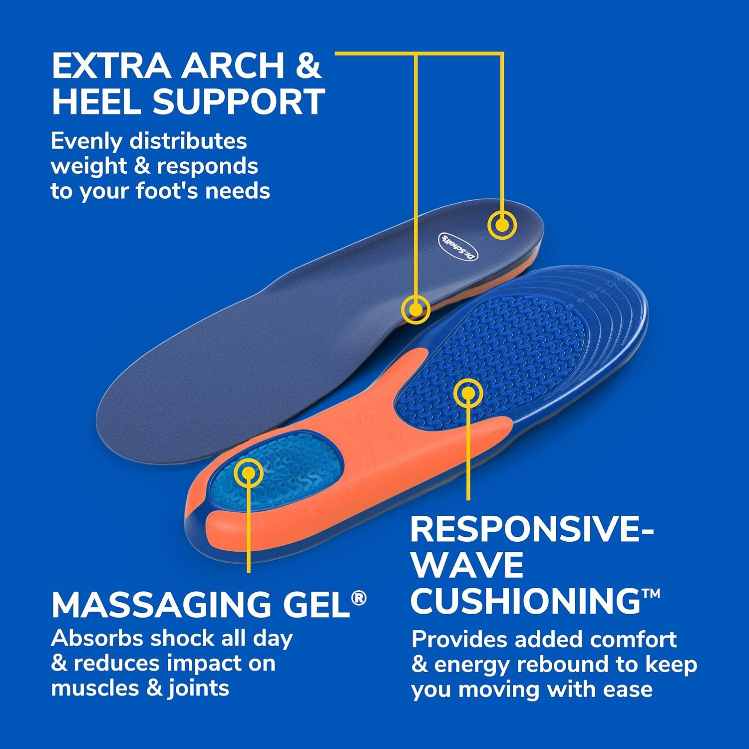 Dr. Scholl’s Extra Comfort Support Insoles Men, Size 8-14, 1 Pair: All-Day Comfo