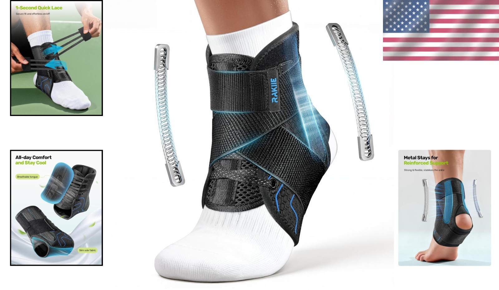 Quick Lace-Up Ankle Stabilizer – Breathable, Adjustable & Slim Fit for Sports, M