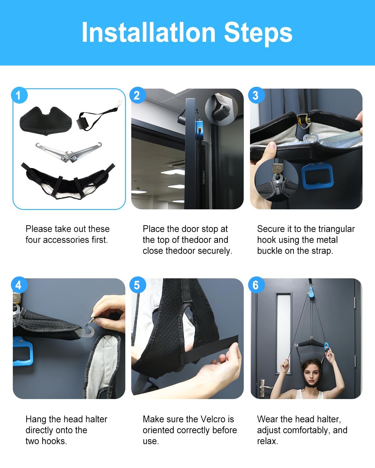 Cervical Neck Traction Device Hammock Over The Door Traction for Neck Tool,Ho…