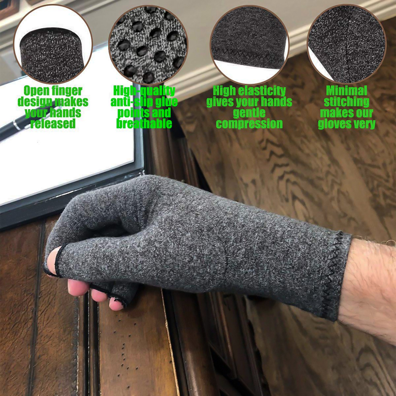 2Pair Copper Arthritis Compression Gloves Medical Pain Relief Hand Support Brace