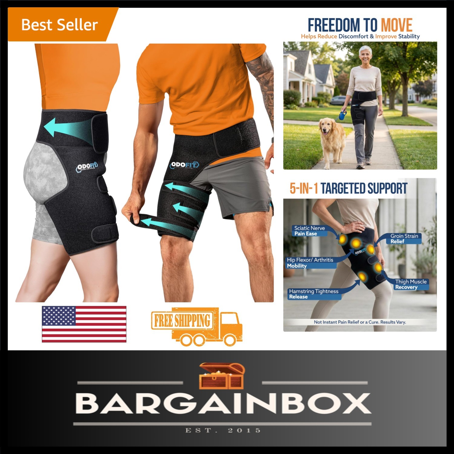 Hip & Thigh Compression Wrap – Adjustable Design for Sciatic Pain Relief