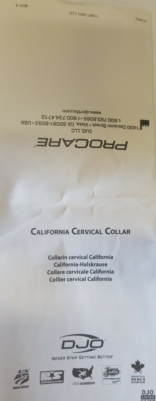 California cervical Collar. Support of neck. MEDIUM 3 1/4. Cir. 13″-16″ NEW