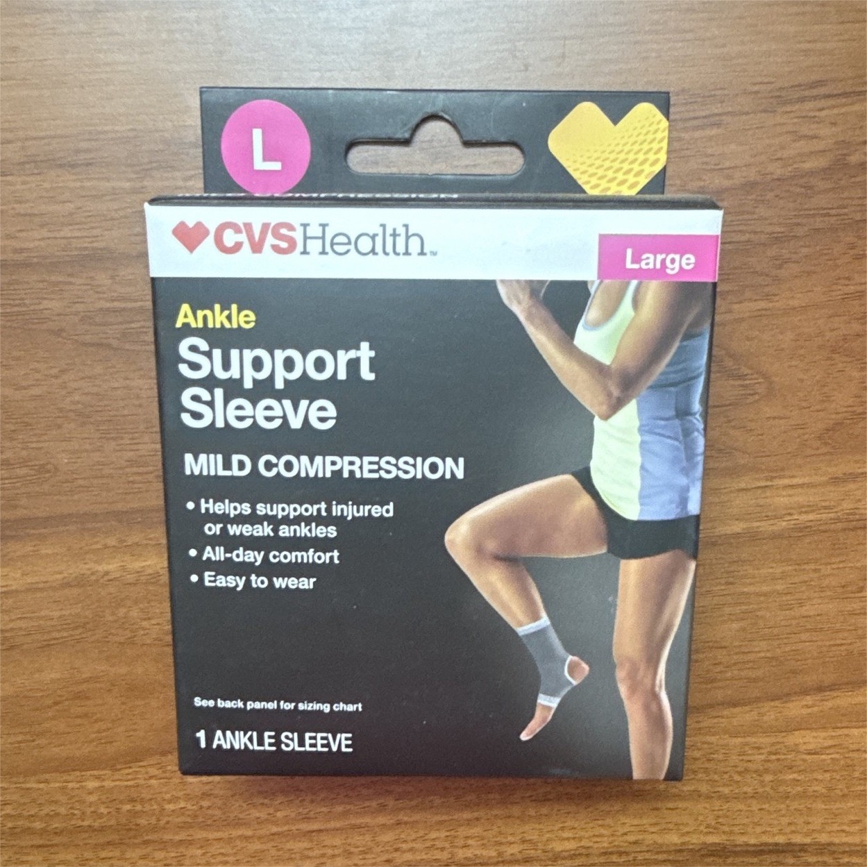 CVS Health Ankle Compression Sleeve L Gray Mild Compression Support