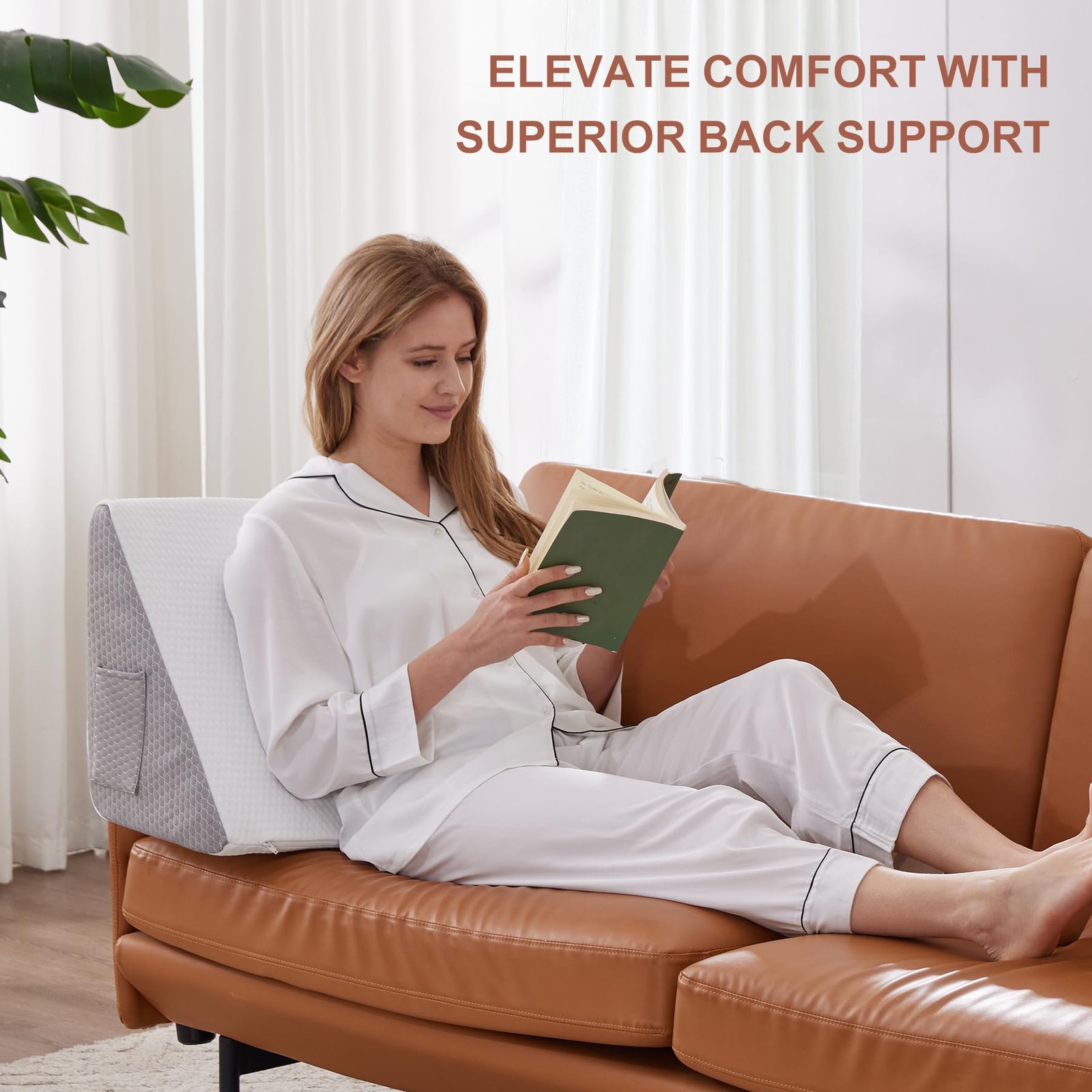 Bedluxe Knee Pillow for Back Sleeping, Leg 23.6*18.9*7.9 Inch, White/Grey