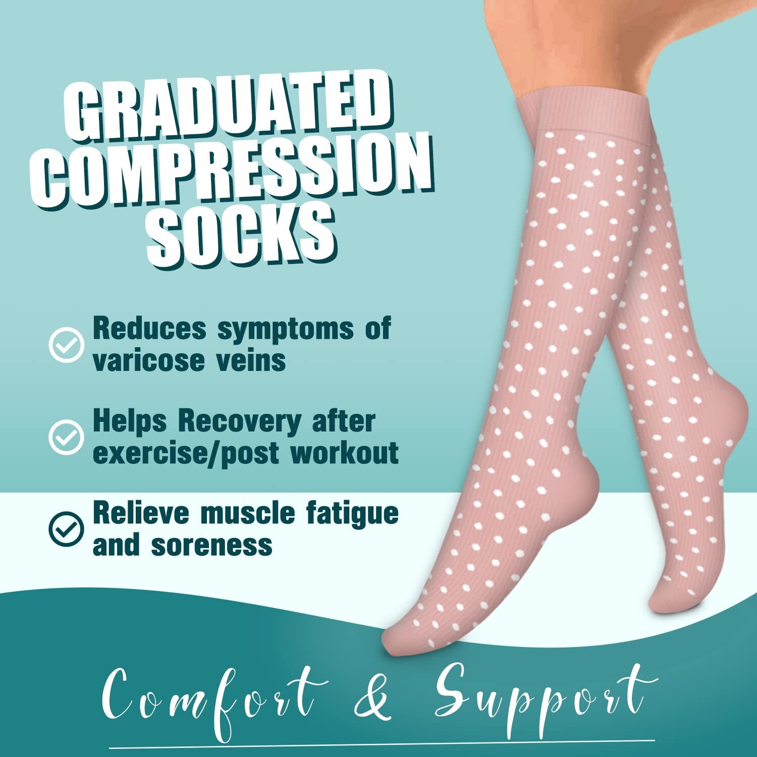 Laite Hebe 4 Pairs-Compression Socks for Women&Men Circulation-Best Support f…