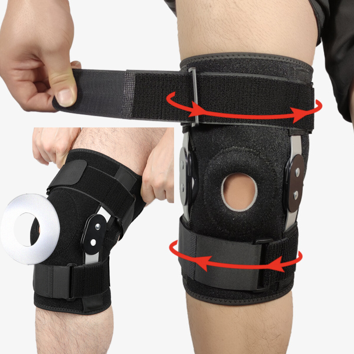Hinged Knee Brace Compression Sleeve Open Patella Stabilizer Joint Support Brace