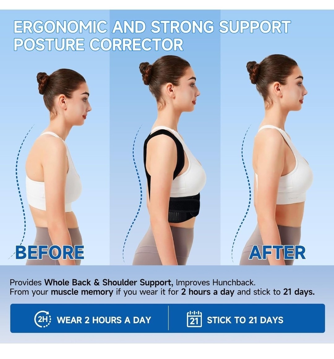 Abismat Posture Corrector Women, Men Back Brace Support Upper & Lower Back Large